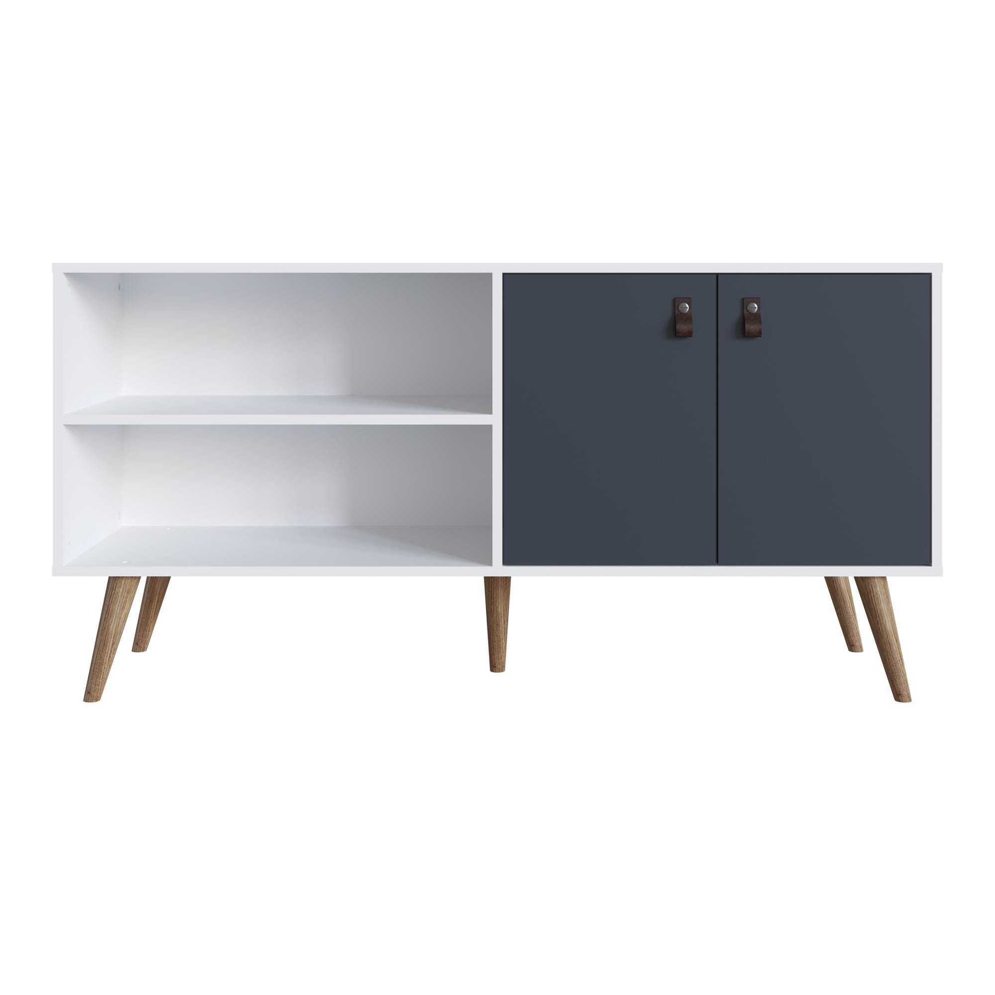 Manhattan Comfort Amber 53.7" TV Stand, White/Blue, large