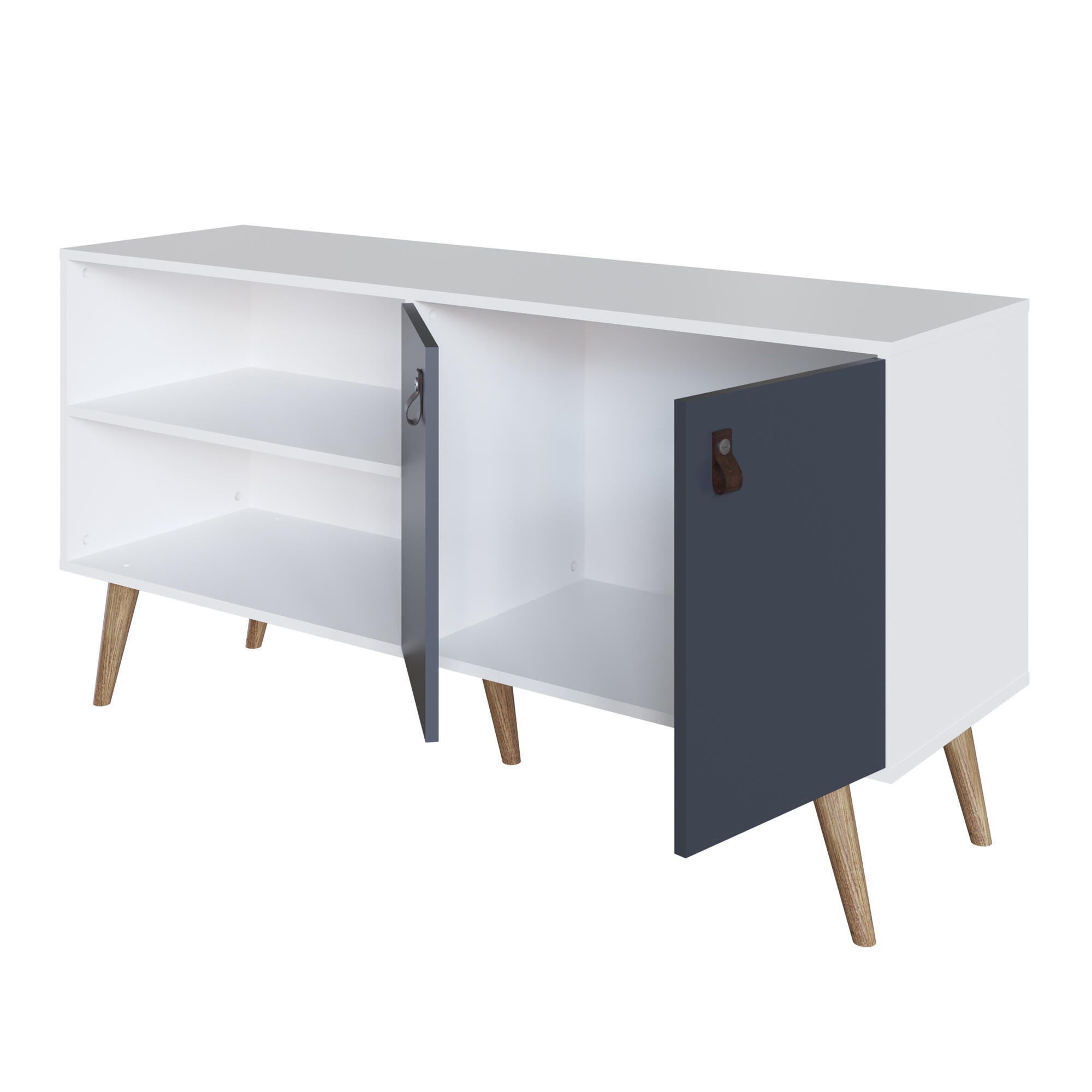 Manhattan Comfort Amber 53.7" TV Stand, White/Blue, large