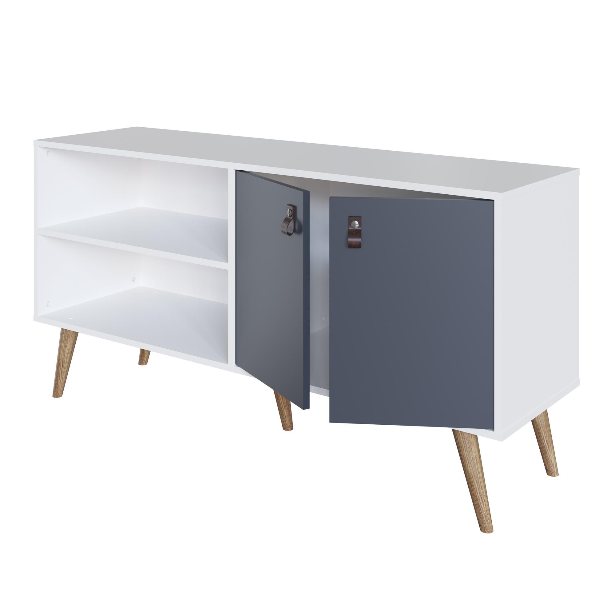 Manhattan Comfort Amber 53.7" TV Stand, White/Blue, large