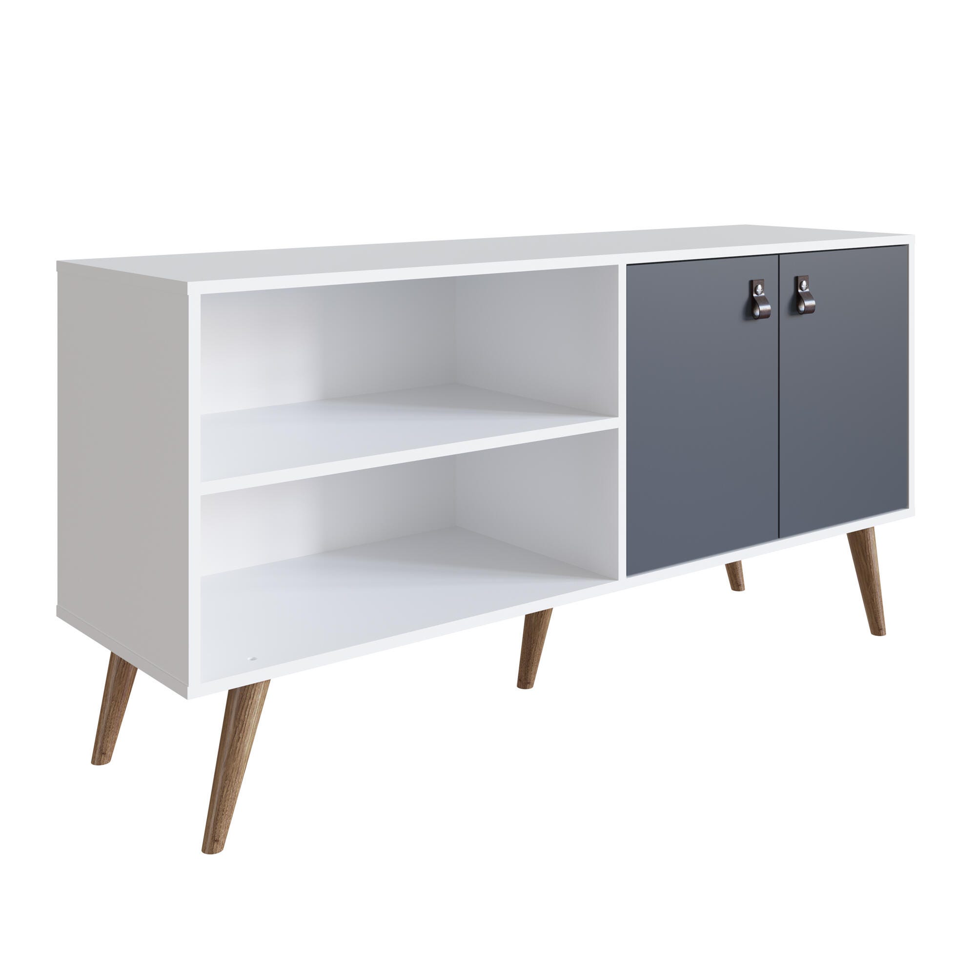 Manhattan Comfort Amber 53.7" TV Stand, White/Blue, large