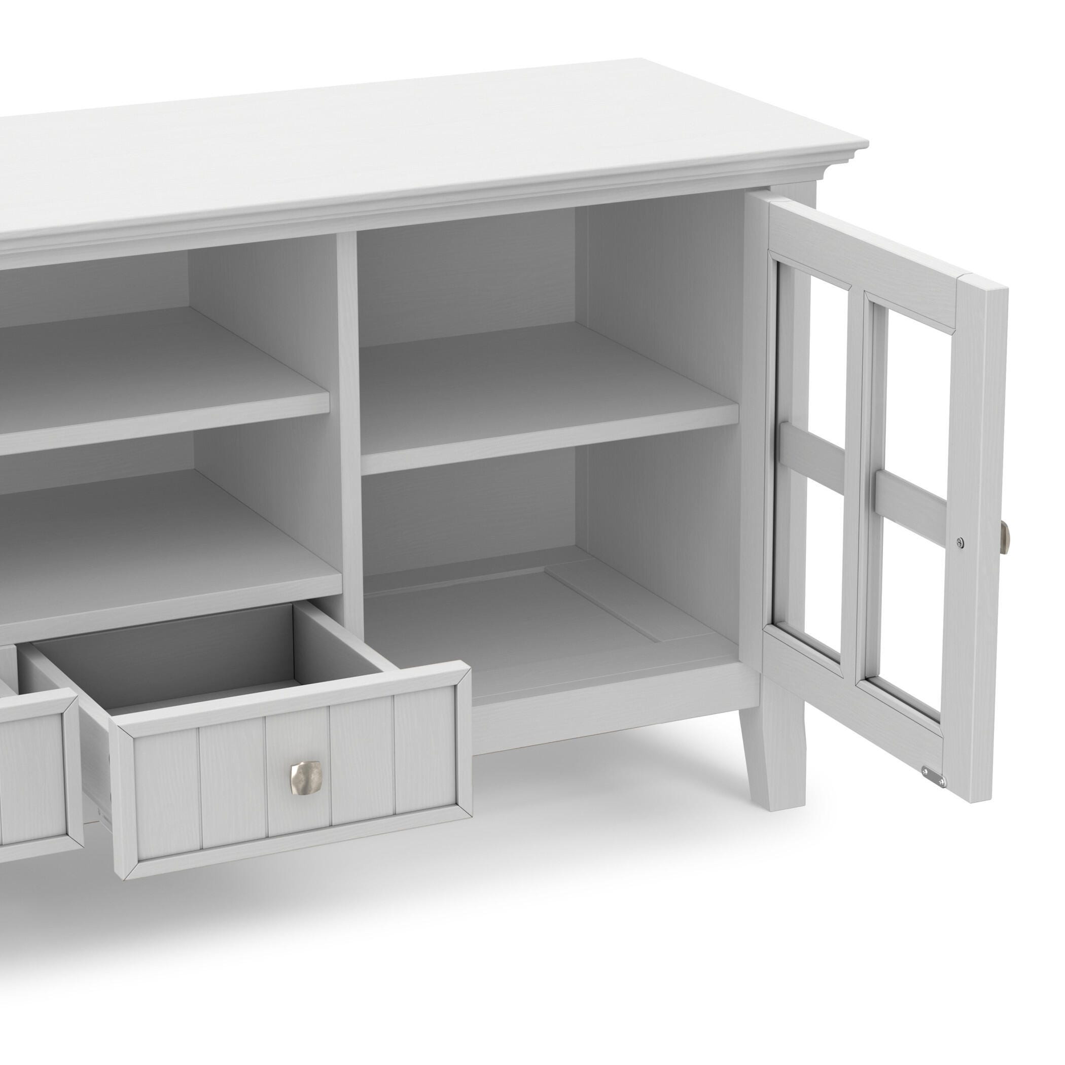 Simpli Home Acadian 60" TV Media Stand, White, large