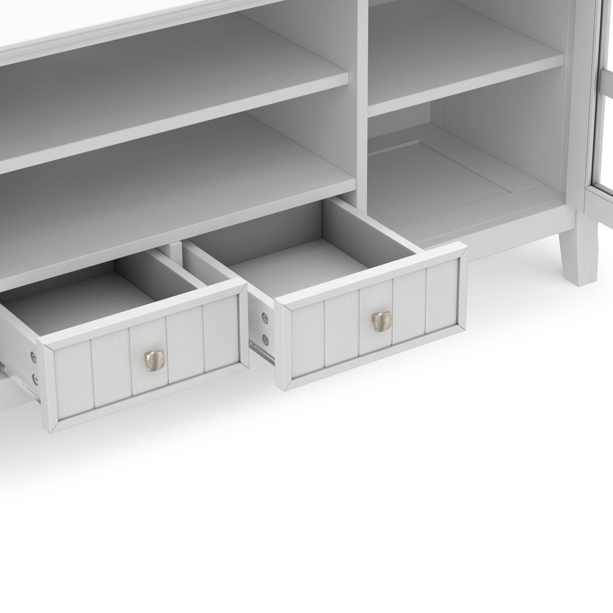 Simpli Home Acadian 60" TV Media Stand, White, large