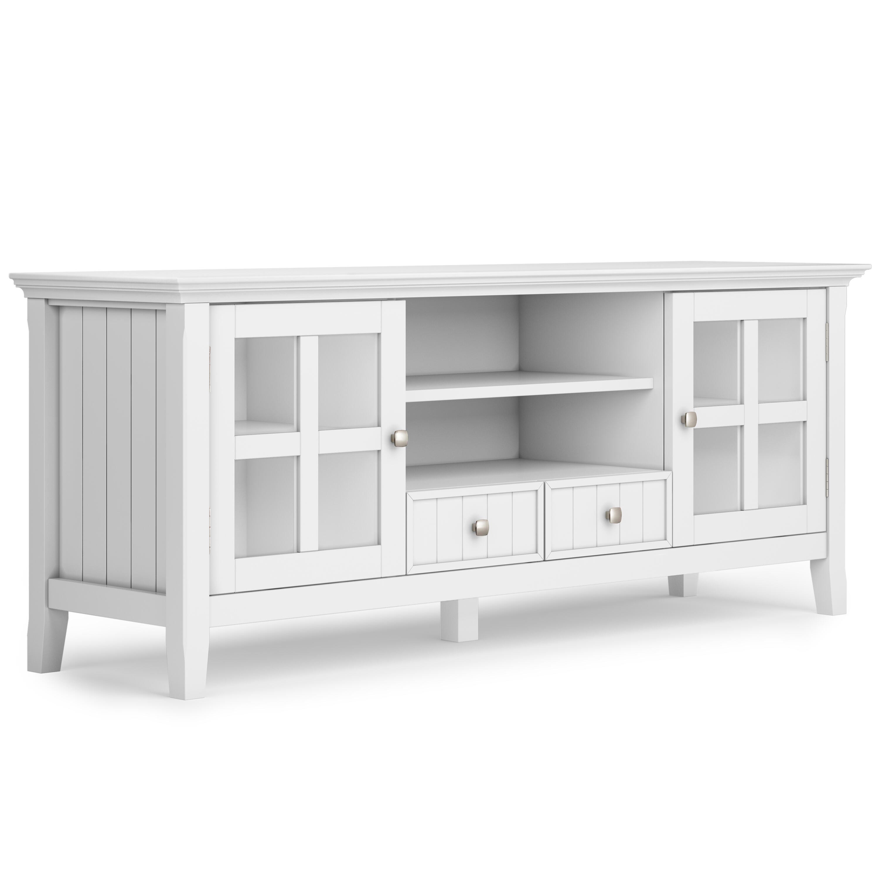 Simpli Home Acadian 60" TV Media Stand, White, large