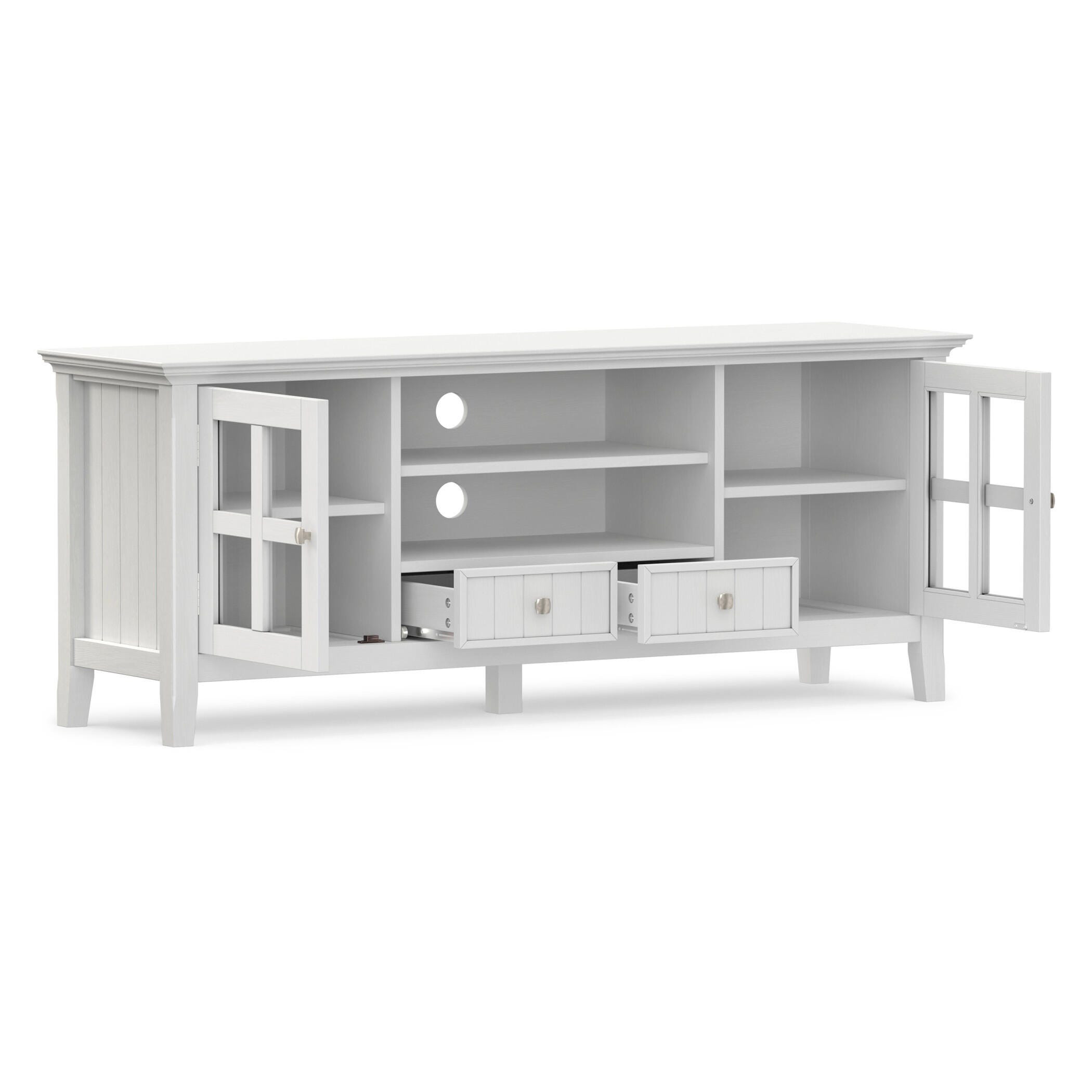 Simpli Home Acadian 60" TV Media Stand, White, large