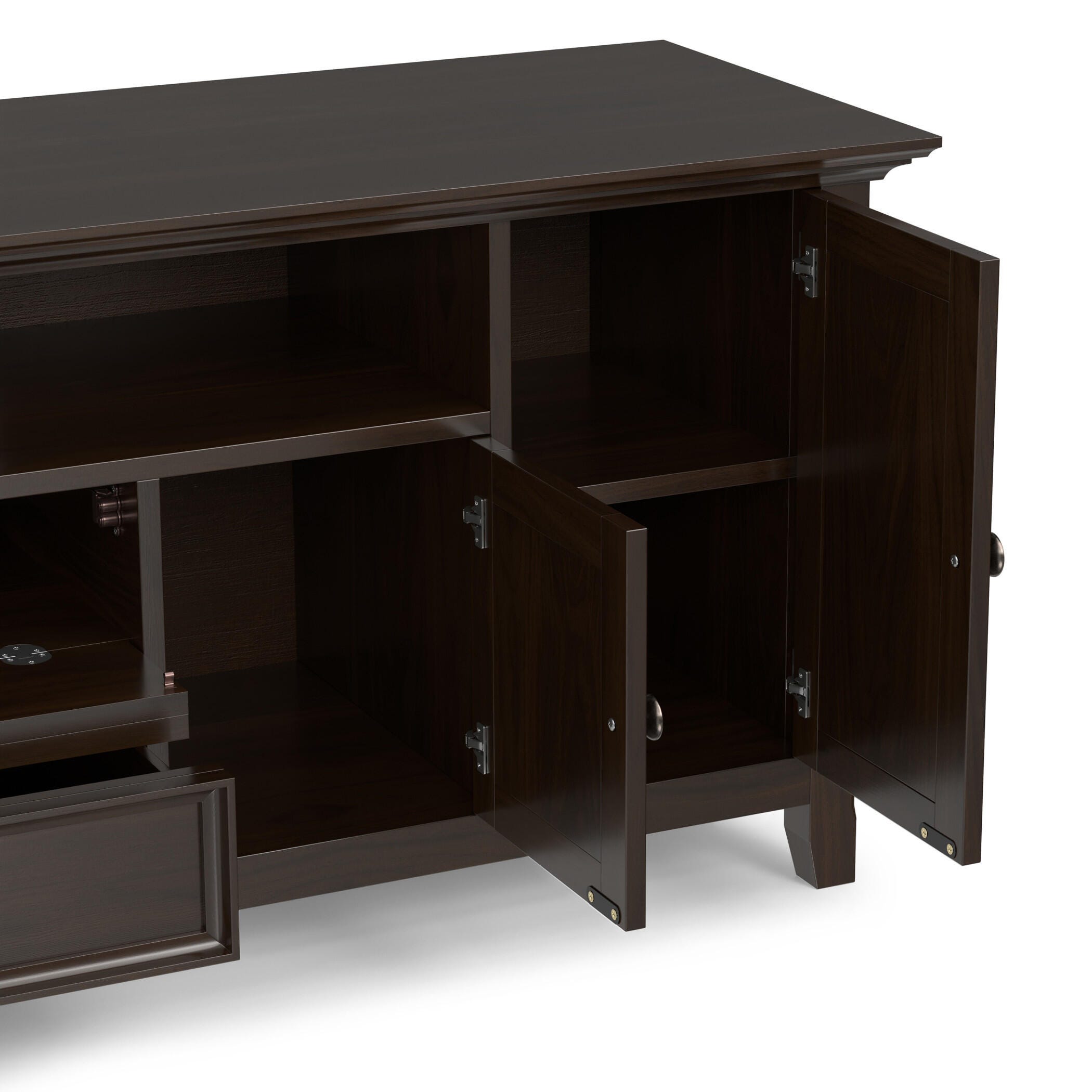 Simpli Home Amherst 72" TV Media Stand, Brunette Brown, large