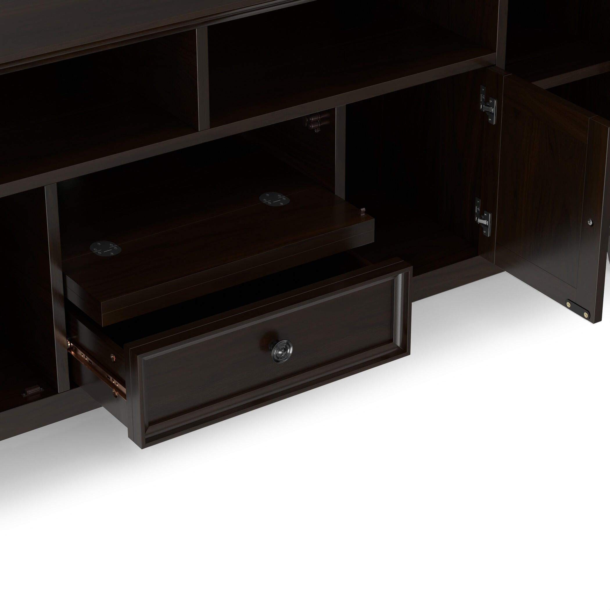 Simpli Home Amherst 72" TV Media Stand, Brunette Brown, large