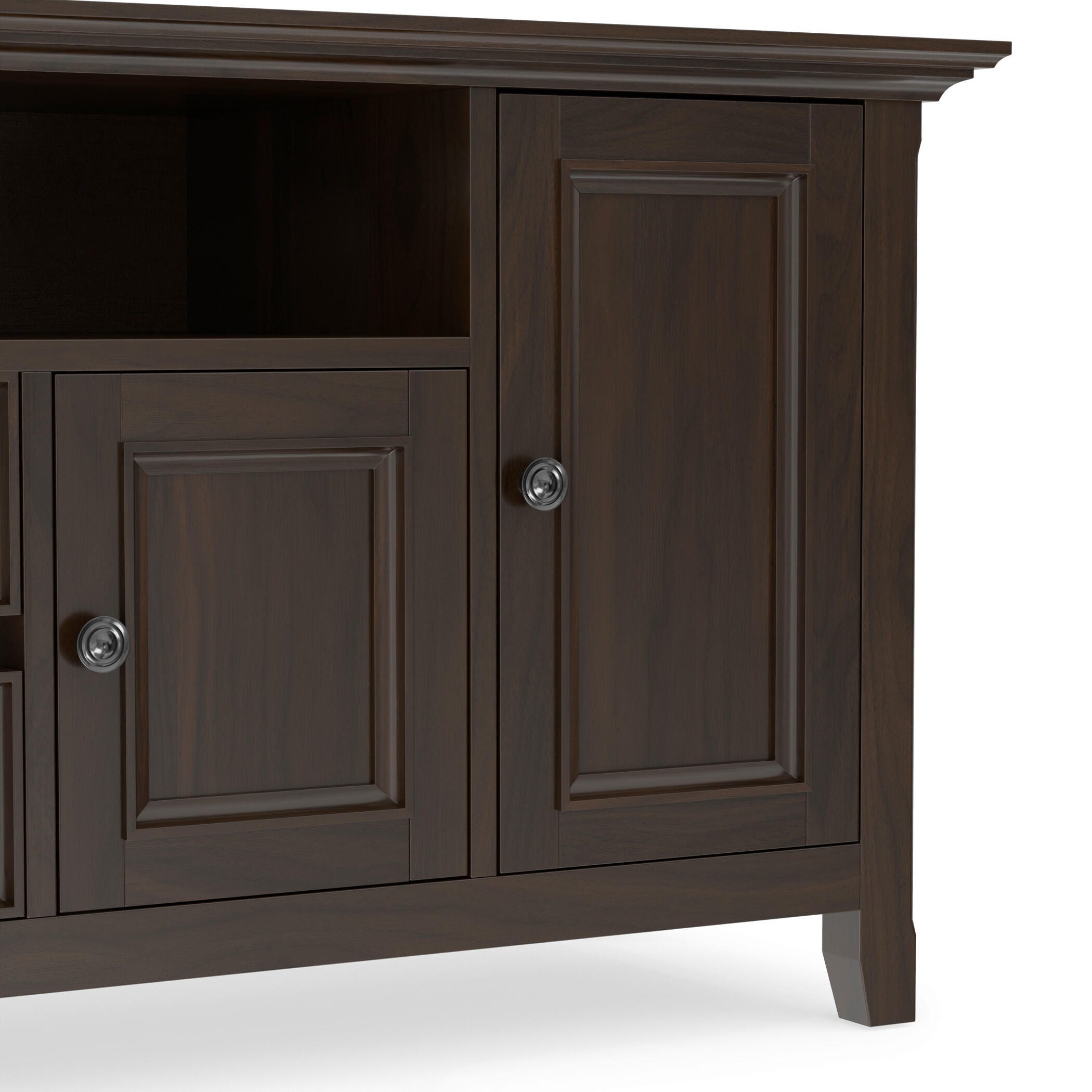 Simpli Home Amherst 72" TV Media Stand, Brunette Brown, large