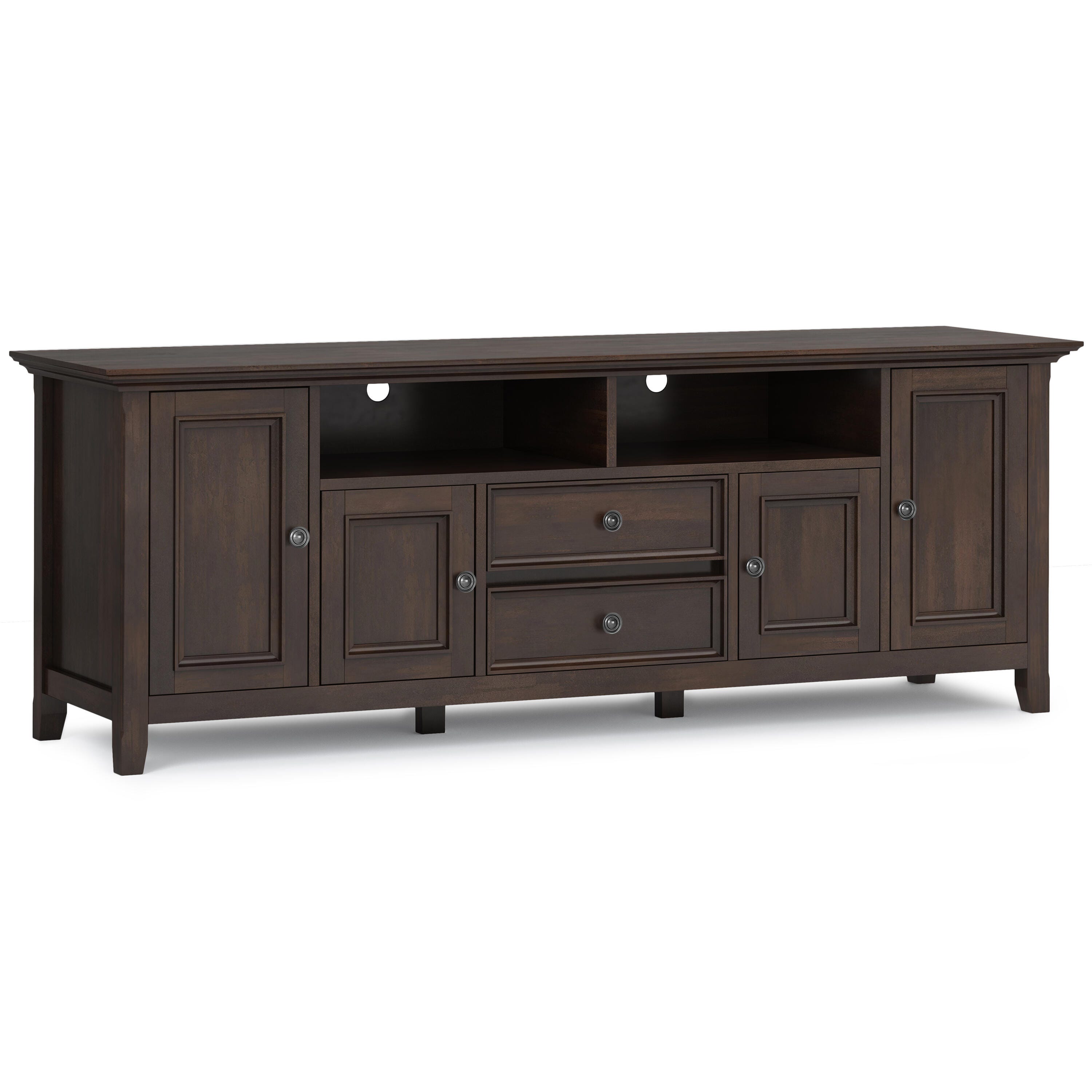 Simpli Home Amherst 72" TV Media Stand, Brunette Brown, large