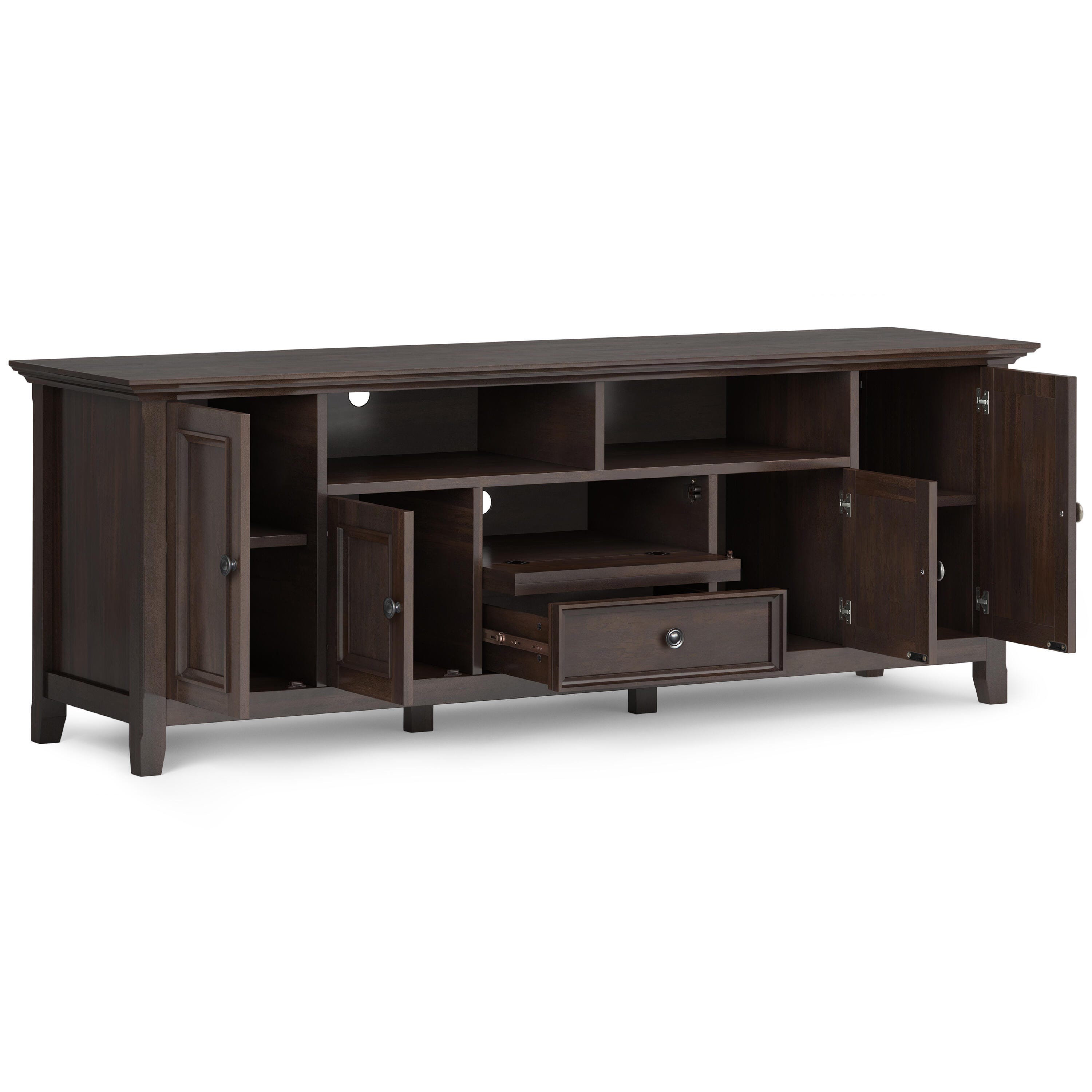 Simpli Home Amherst 72" TV Media Stand, Brunette Brown, large