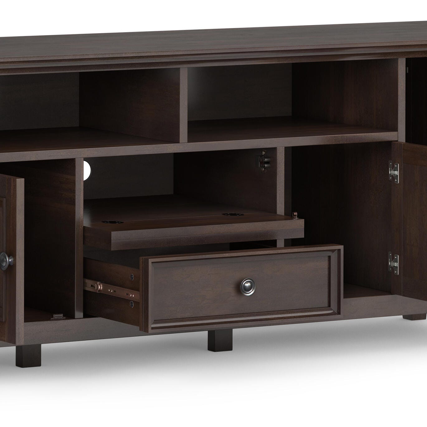 Simpli Home Amherst 72" TV Media Stand, Brunette Brown, large