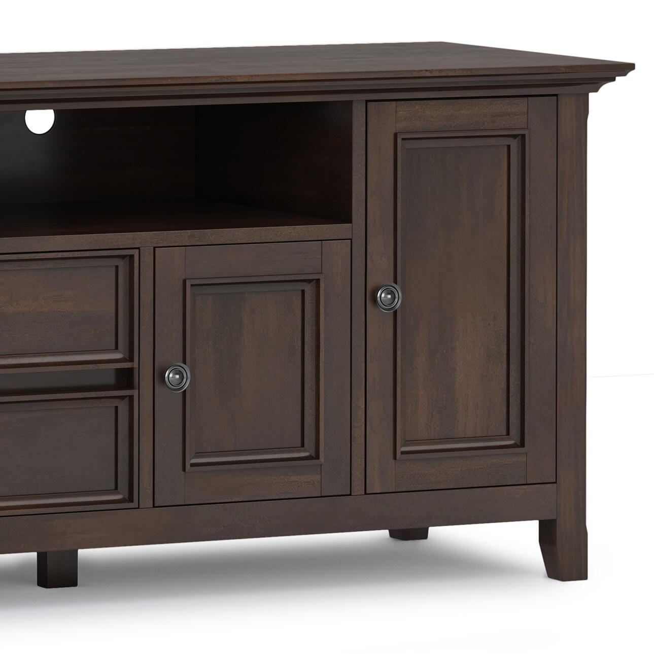 Simpli Home Amherst 72" TV Media Stand, Brunette Brown, large