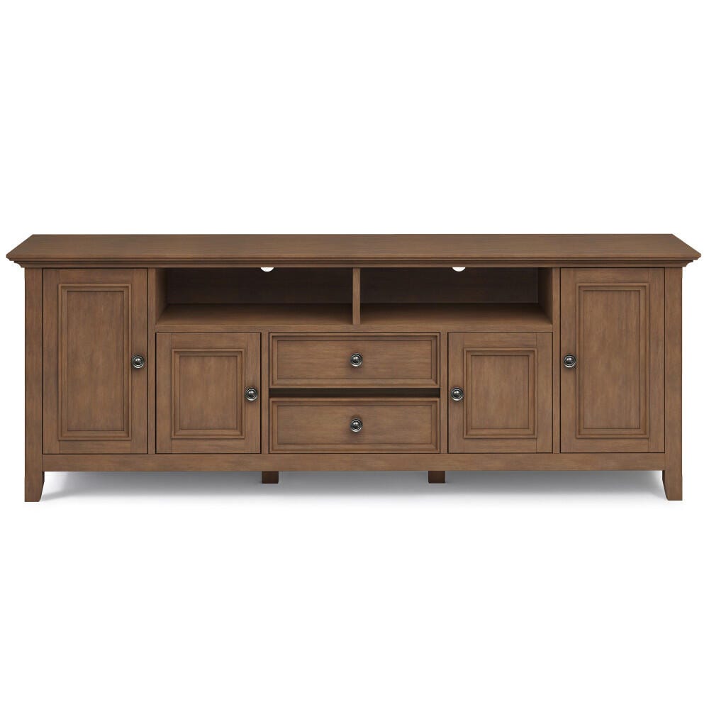 Simpli Home Amherst 72" TV Media Stand, Rustic Natural Aged Brown, large