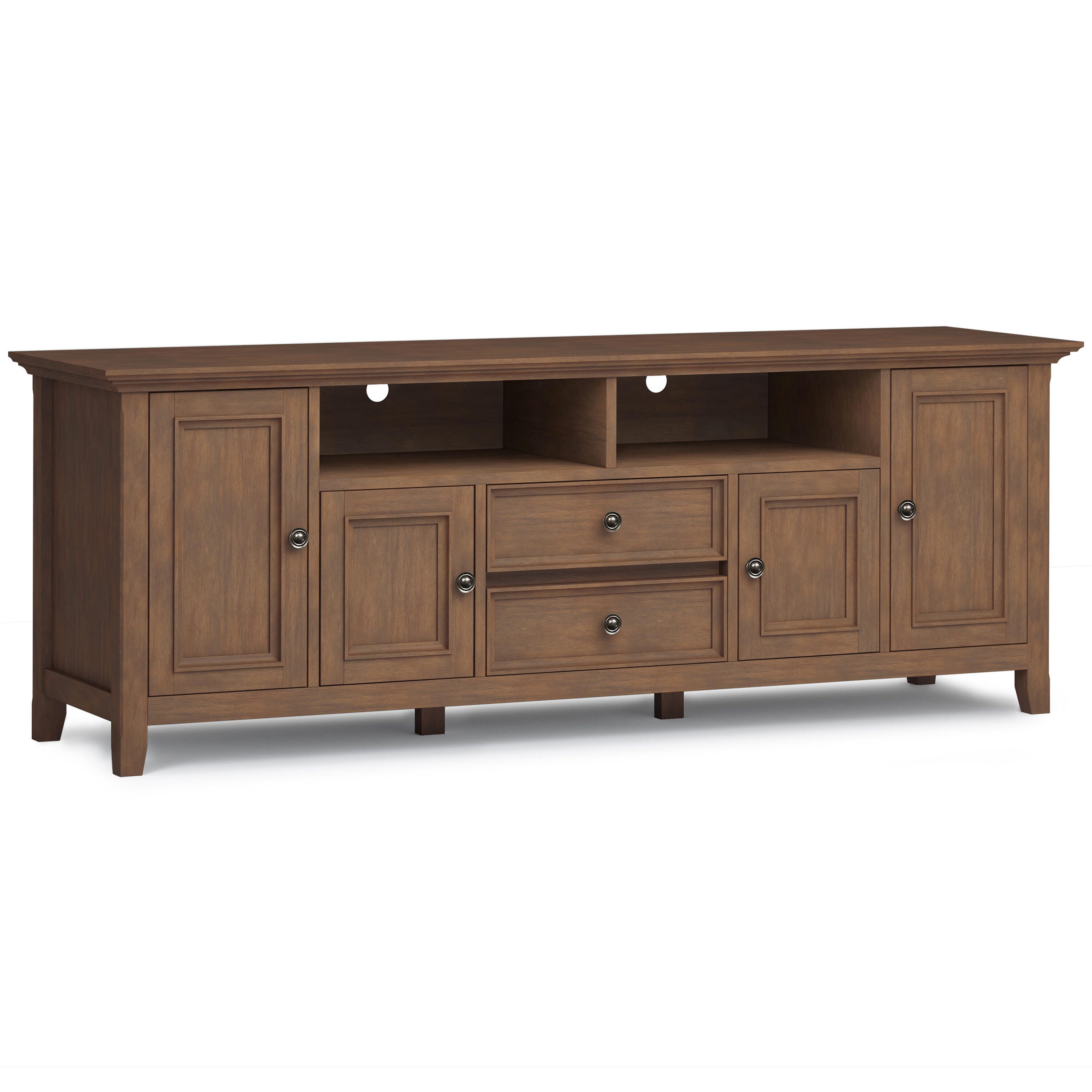 Simpli Home Amherst 72" TV Media Stand, Rustic Natural Aged Brown, large