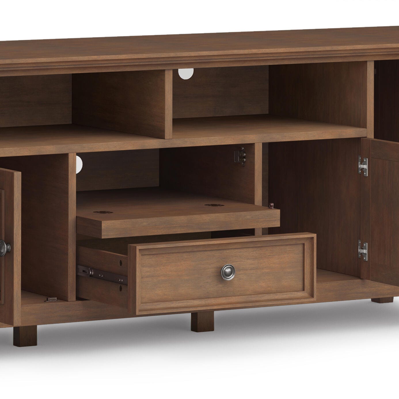 Simpli Home Amherst 72" TV Media Stand, Rustic Natural Aged Brown, large