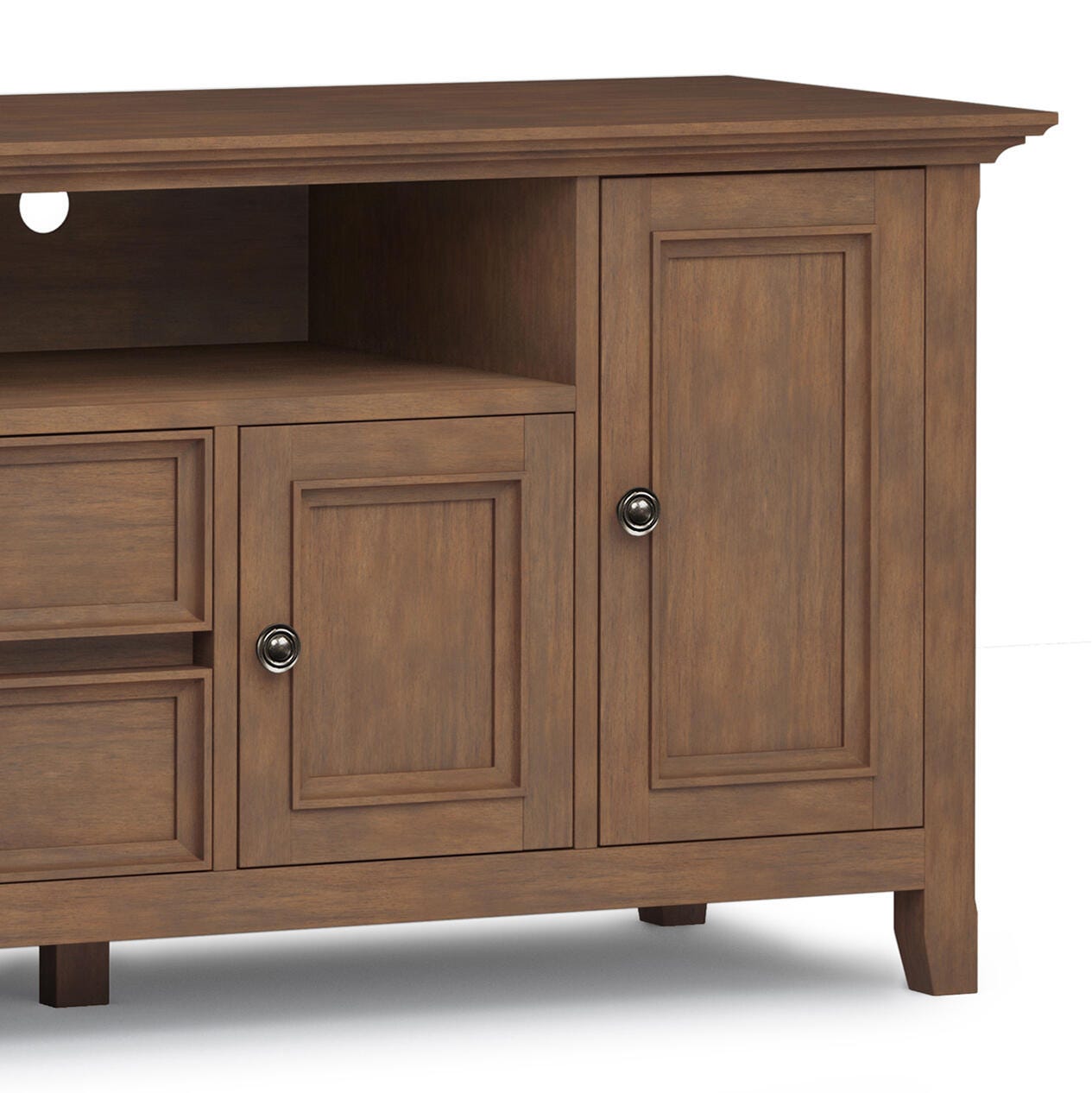 Simpli Home Amherst 72" TV Media Stand, Rustic Natural Aged Brown, large