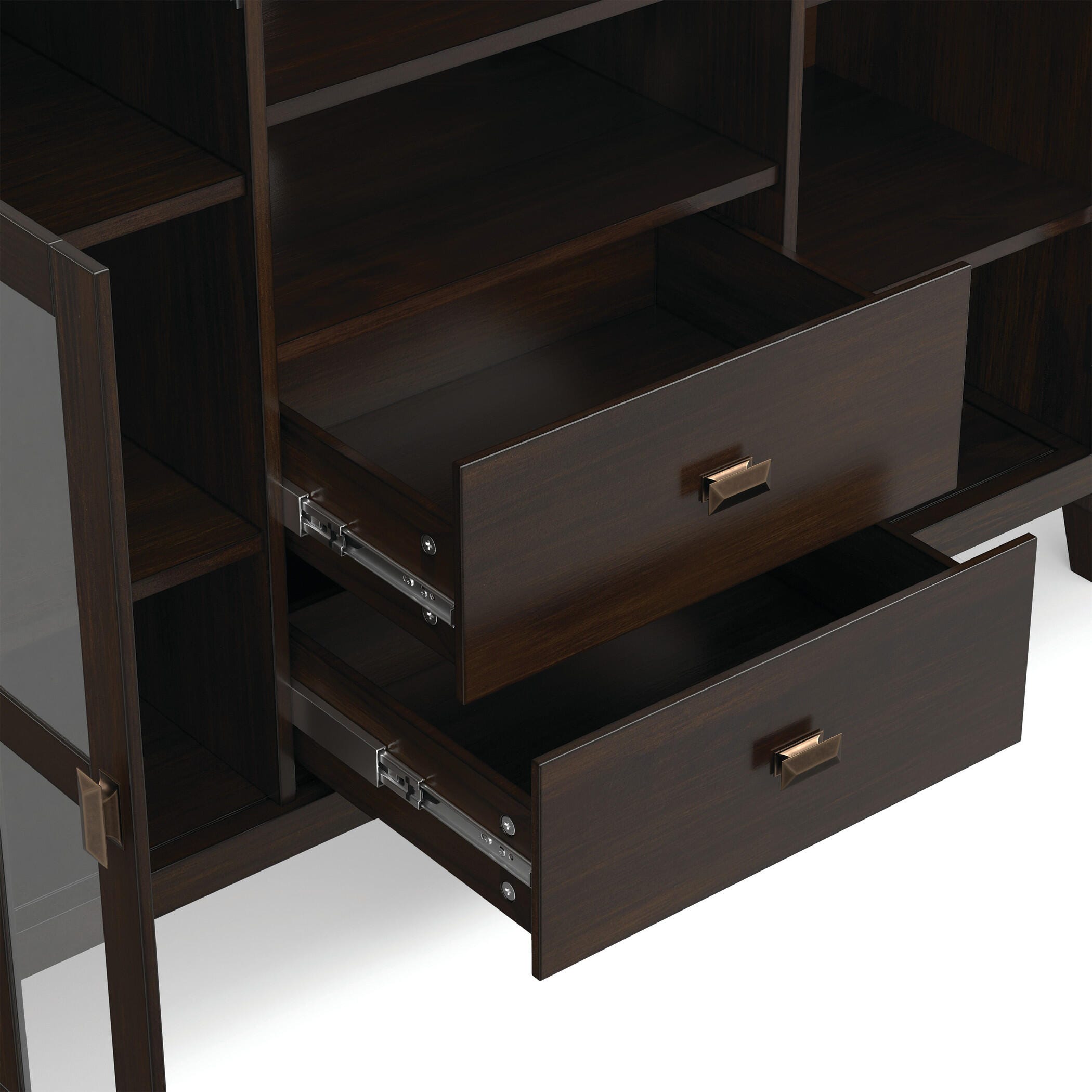 Simpli Home Artisan 53" TV Media Stand, Dark Chestnut Brown, large