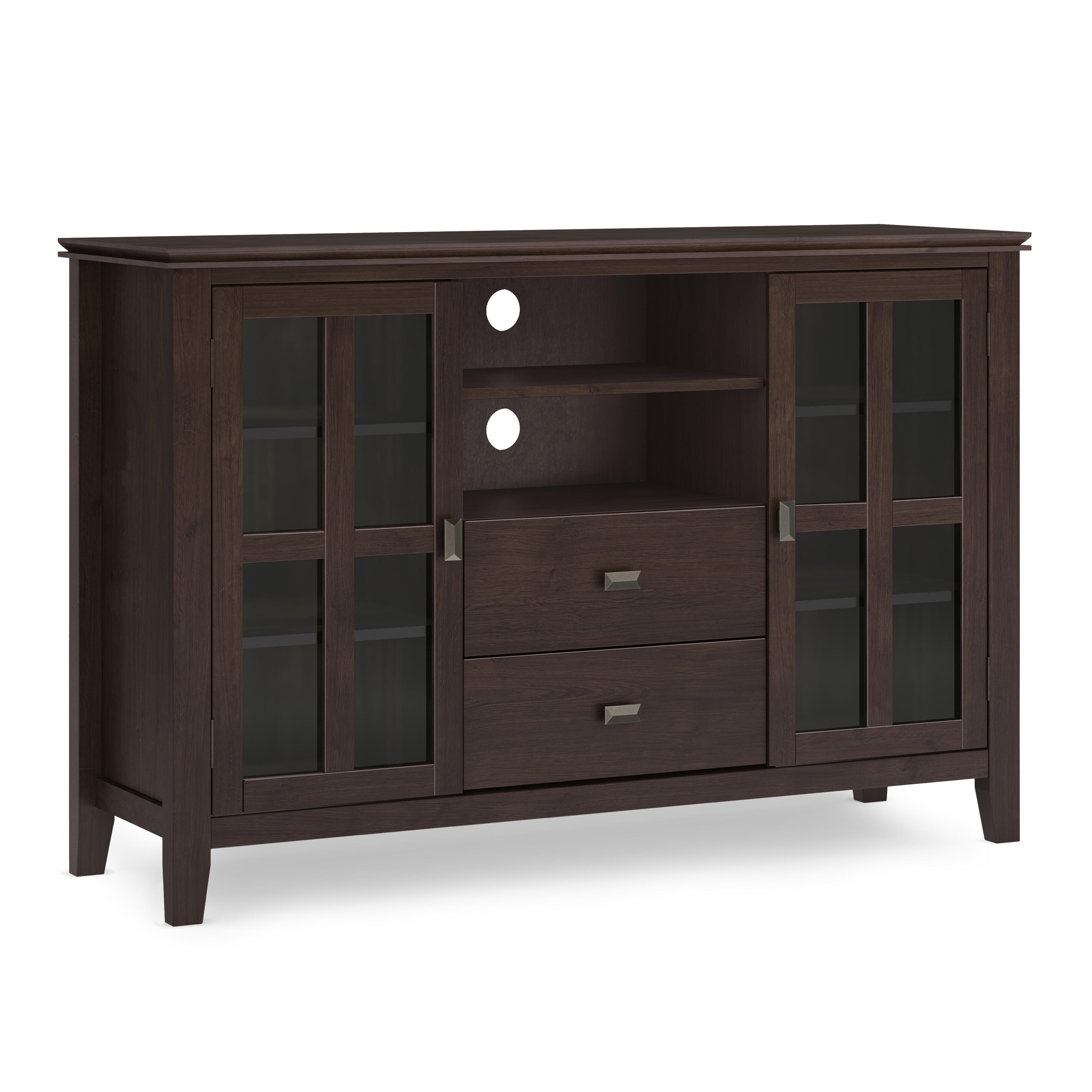 Simpli Home Artisan 53" TV Media Stand, Dark Chestnut Brown, large