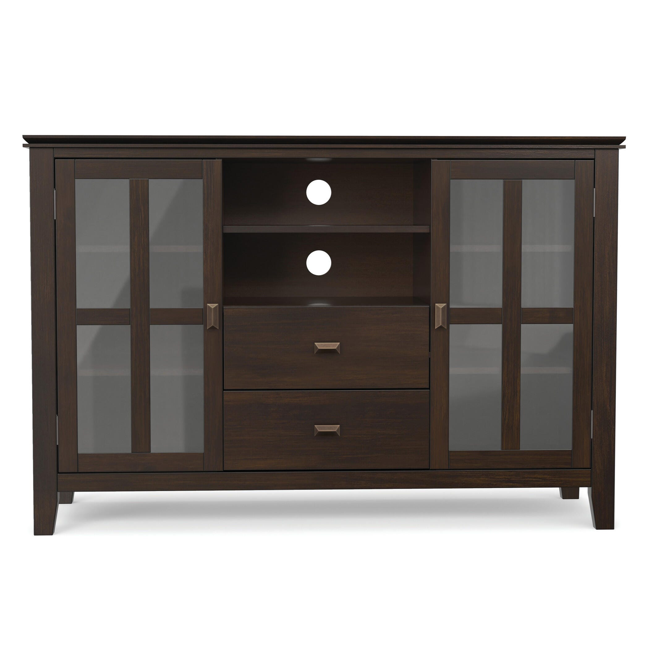 Simpli Home Artisan 53" TV Media Stand, Dark Chestnut Brown, large