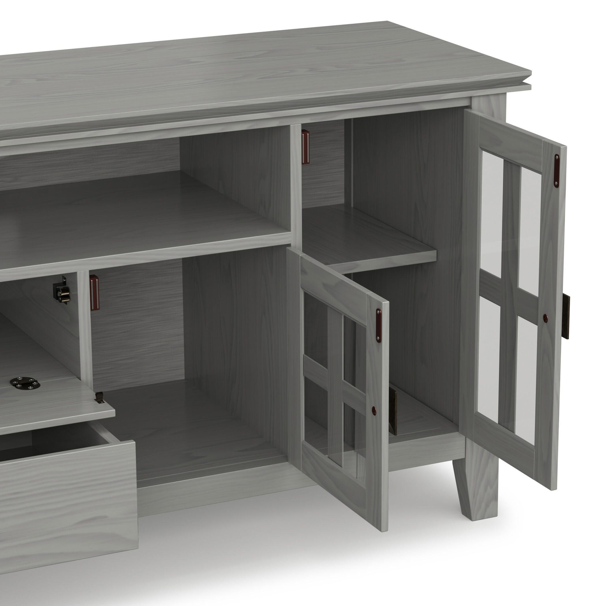 Simpli Home Artisan 72" TV Media Stand, Fog Gray, large