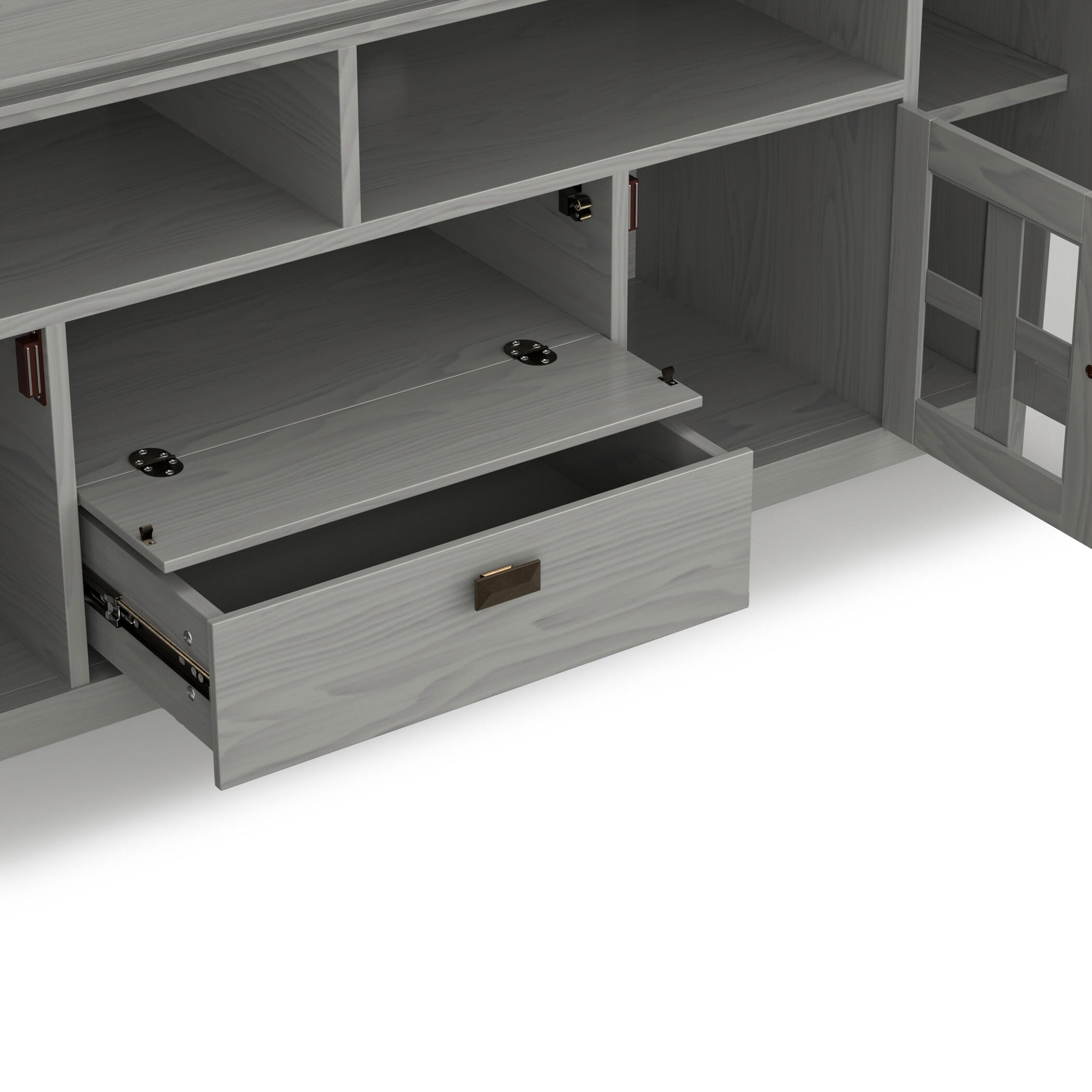Simpli Home Artisan 72" TV Media Stand, Fog Gray, large