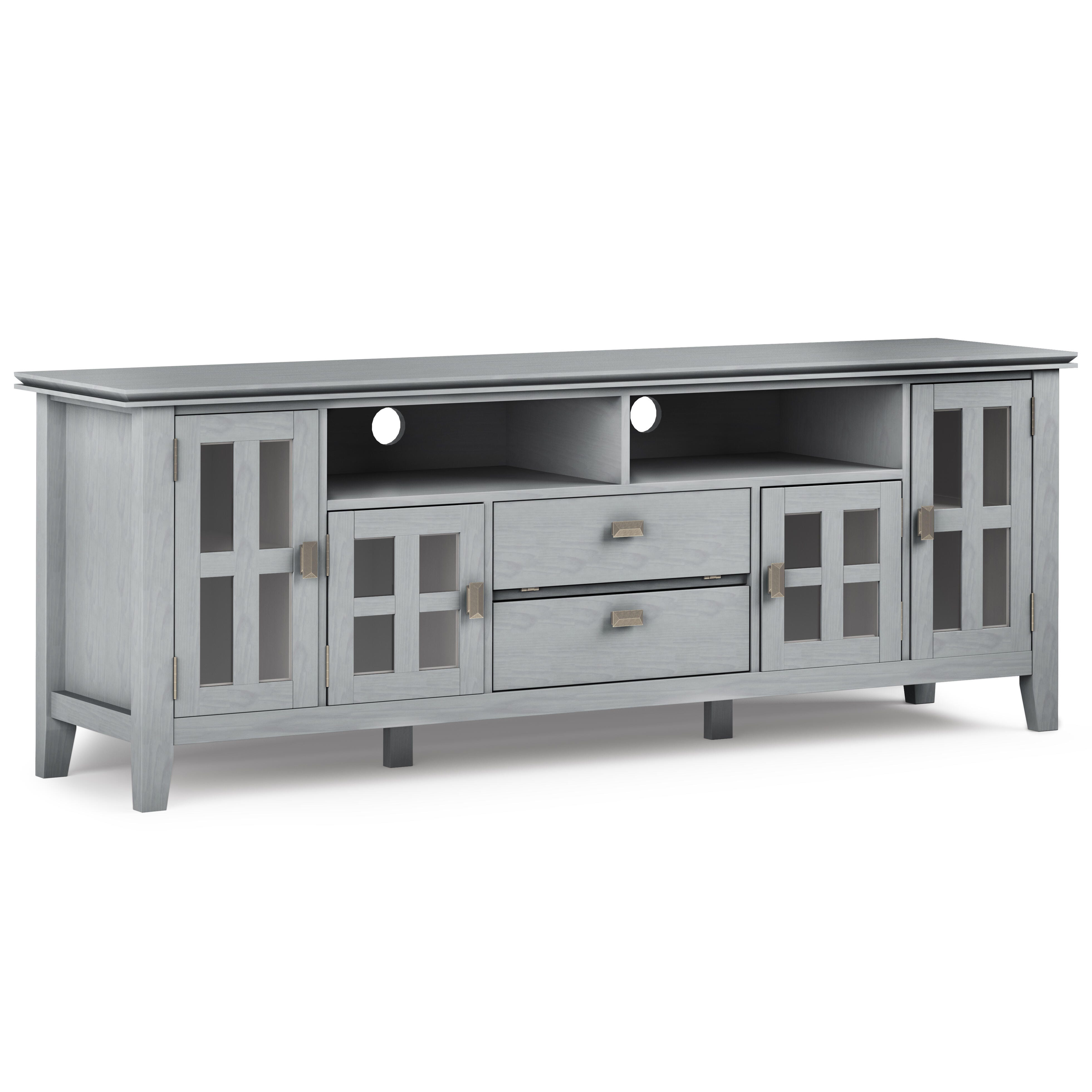Simpli Home Artisan 72" TV Media Stand, Fog Gray, large