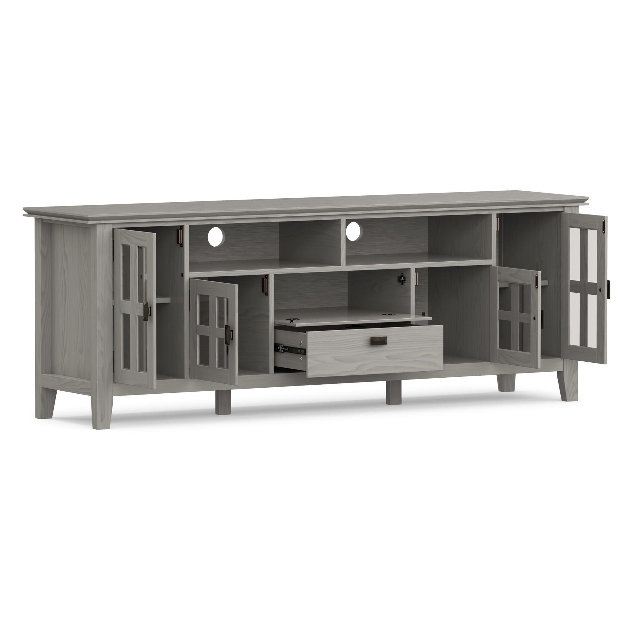 Simpli Home Artisan 72" TV Media Stand, Fog Gray, large