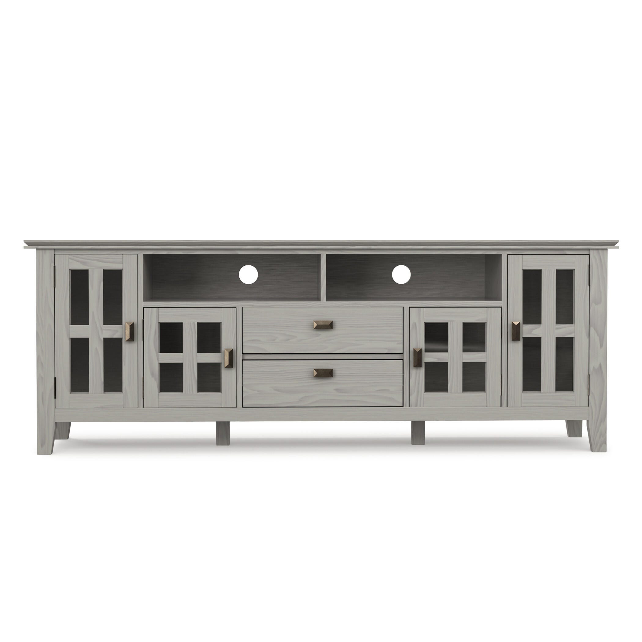 Simpli Home Artisan 72" TV Media Stand, Fog Gray, large