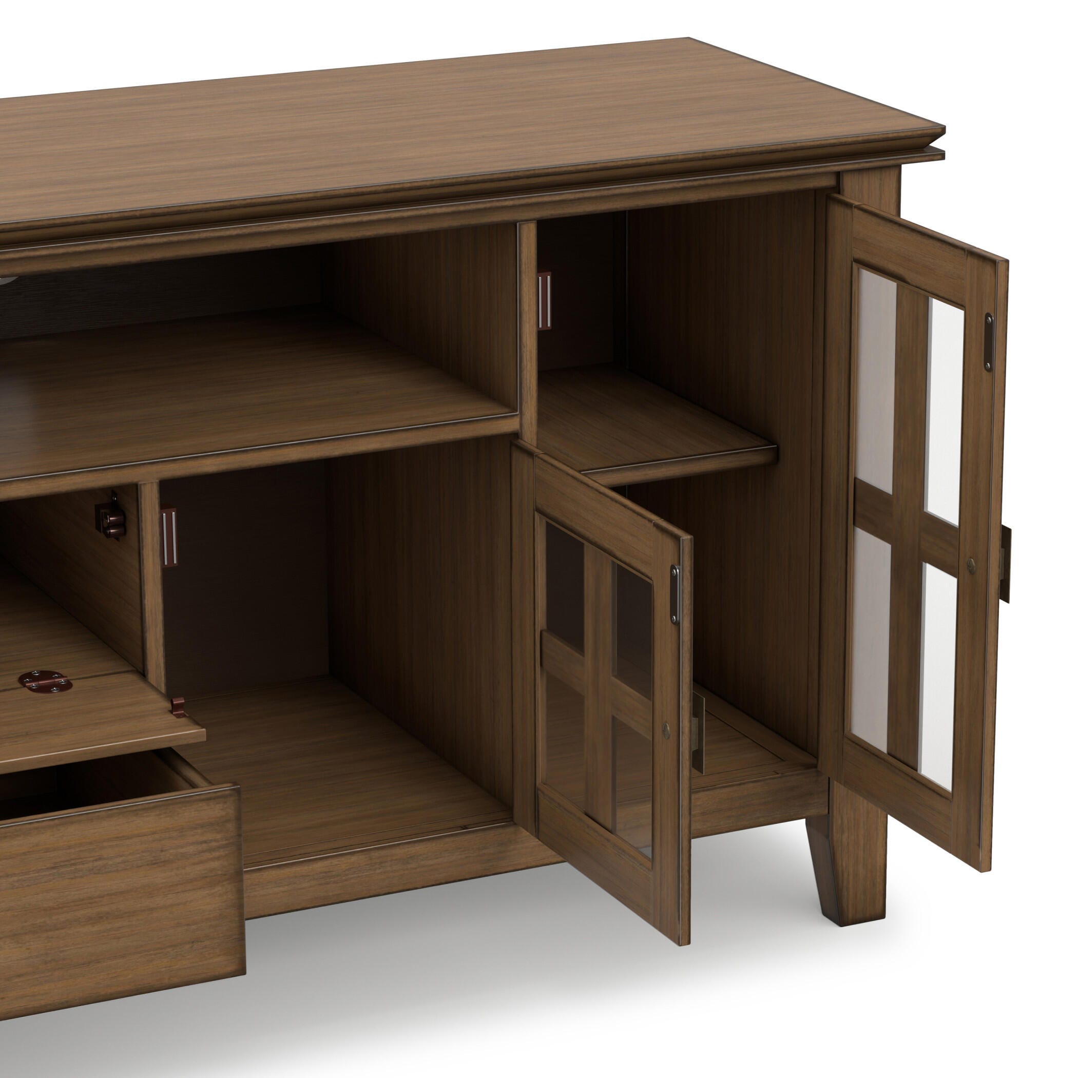 Simpli Home Artisan 72" TV Media Stand, Rustic Natural Aged Brown, large