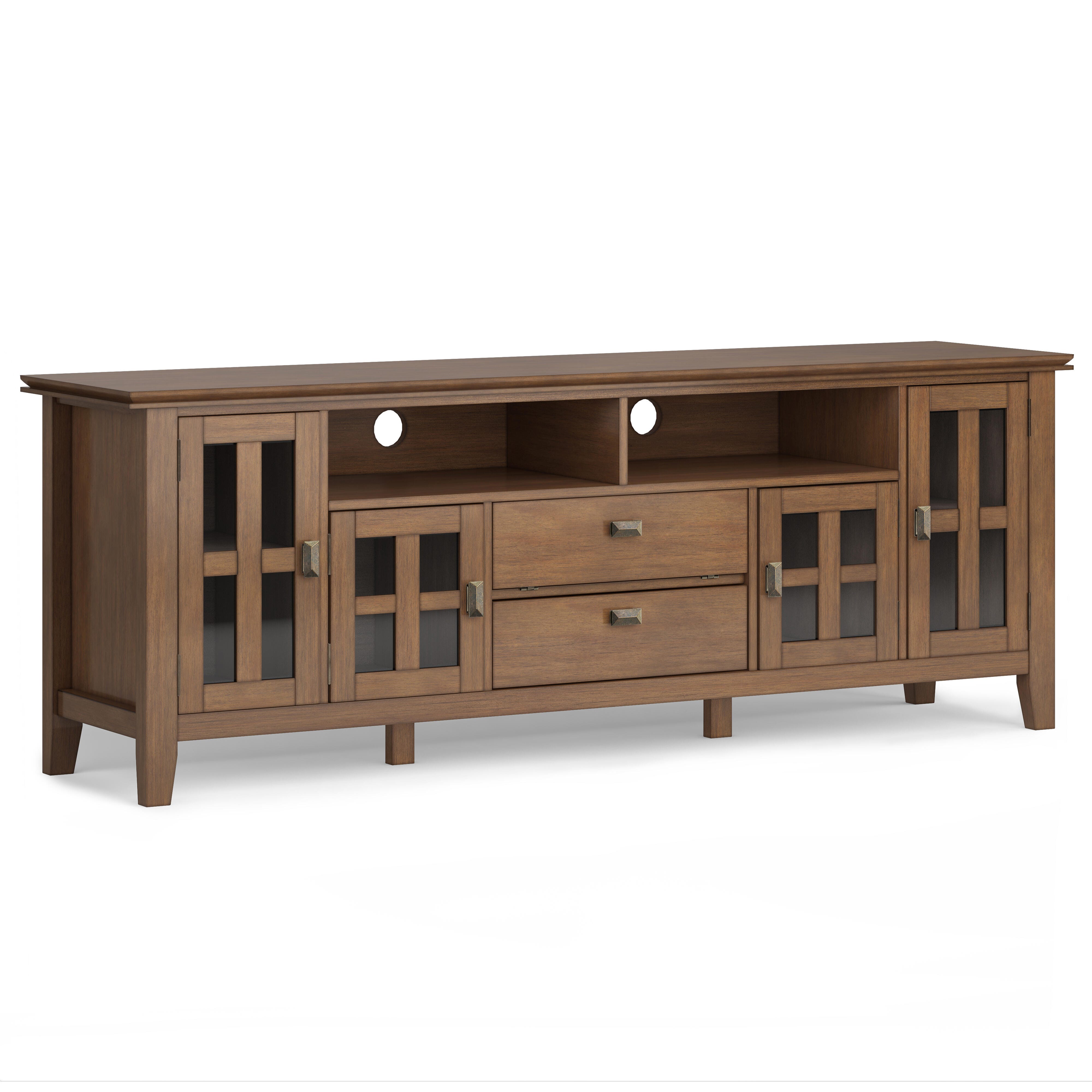 Simpli Home Artisan 72" TV Media Stand, Rustic Natural Aged Brown, large