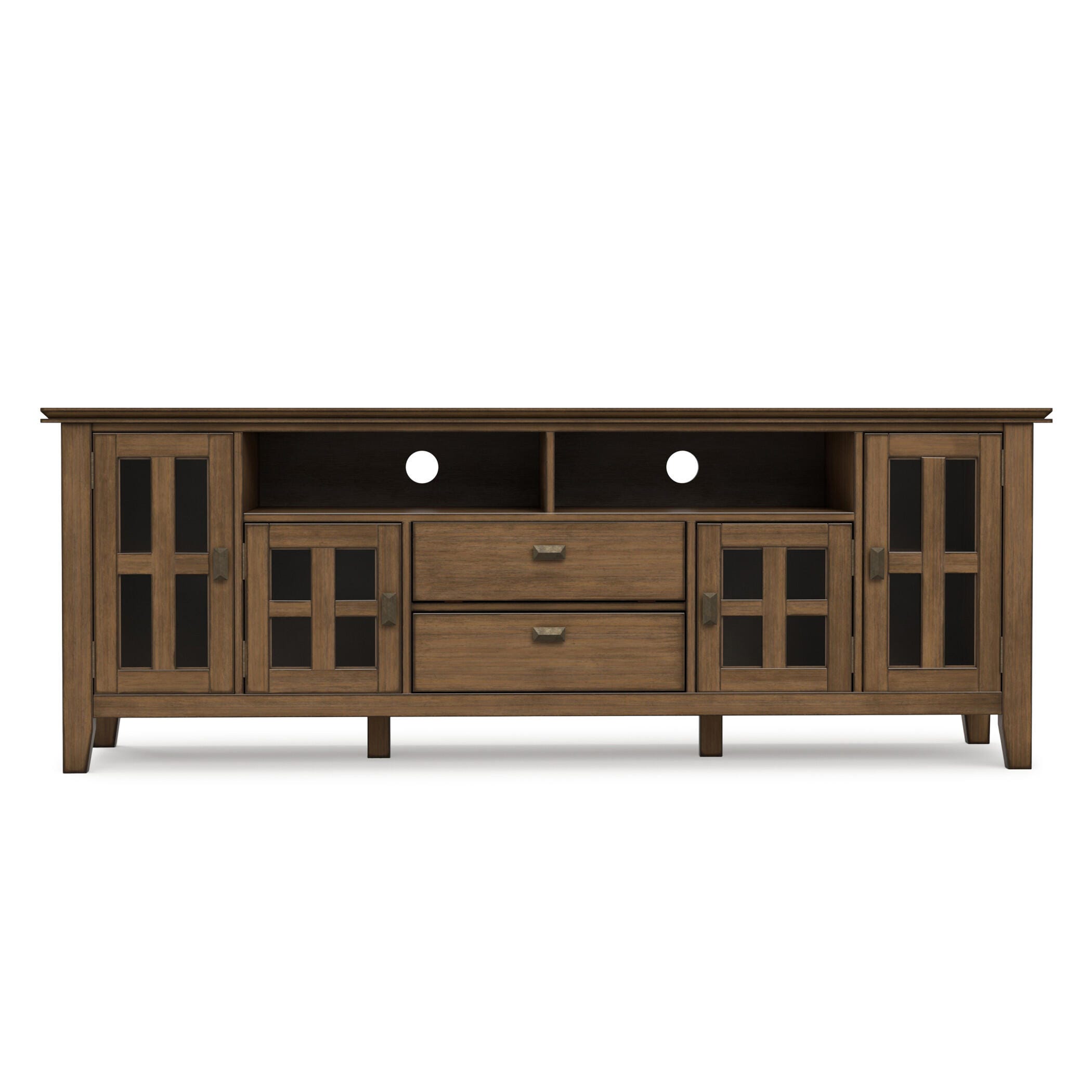 Simpli Home Artisan 72" TV Media Stand, Rustic Natural Aged Brown, large