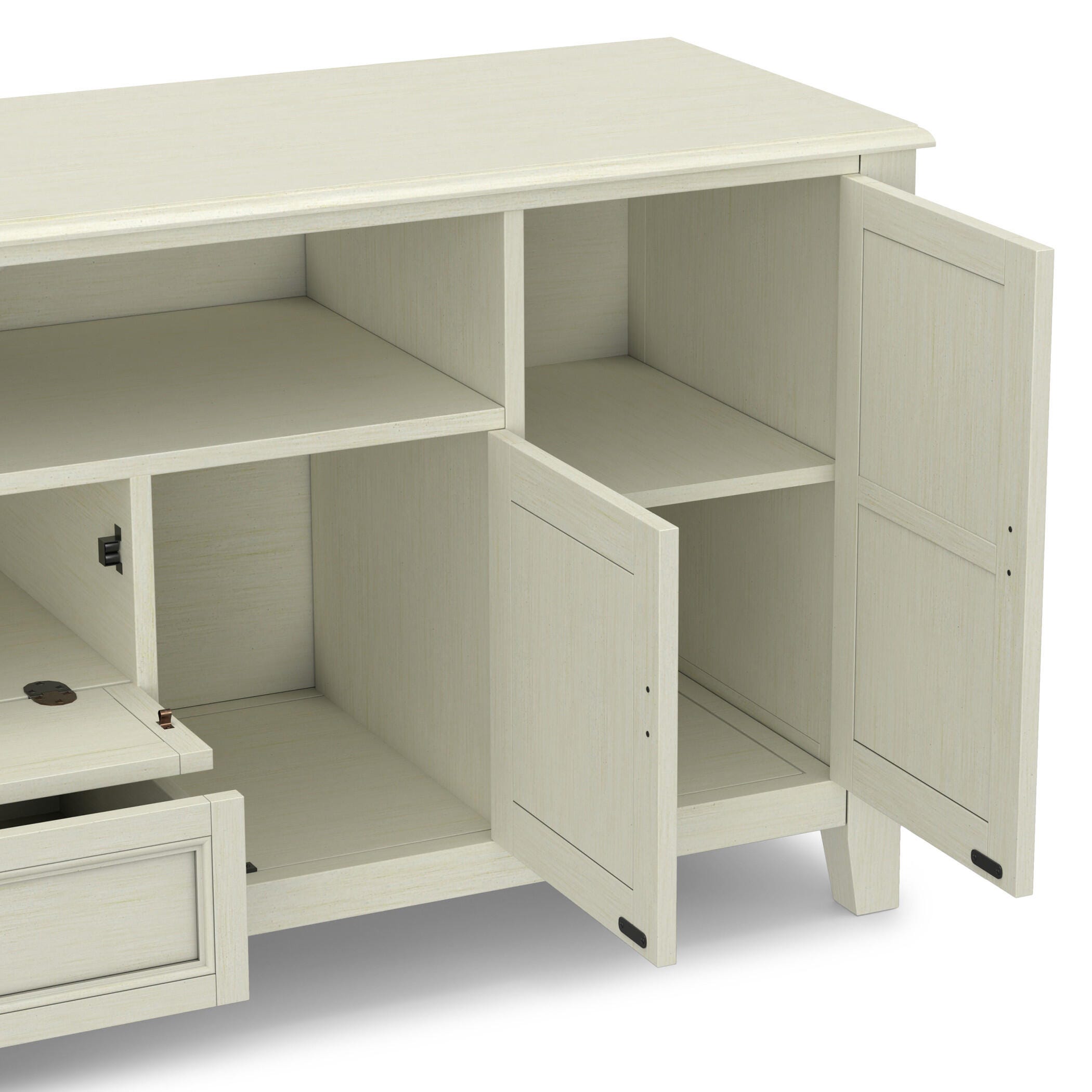 Simpli Home Burlington 72" TV Media Stand, Antique White, large