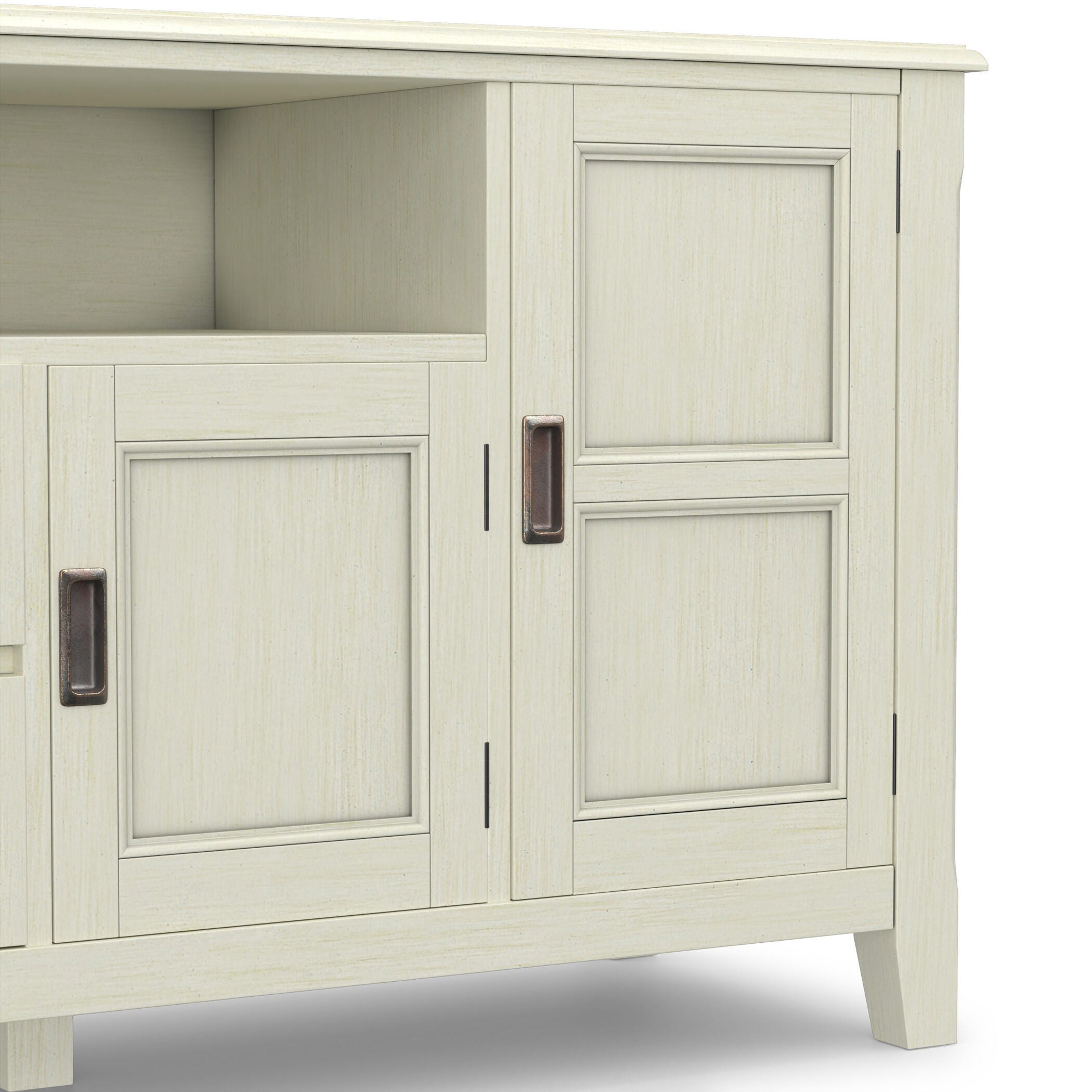 Simpli Home Burlington 72" TV Media Stand, Antique White, large