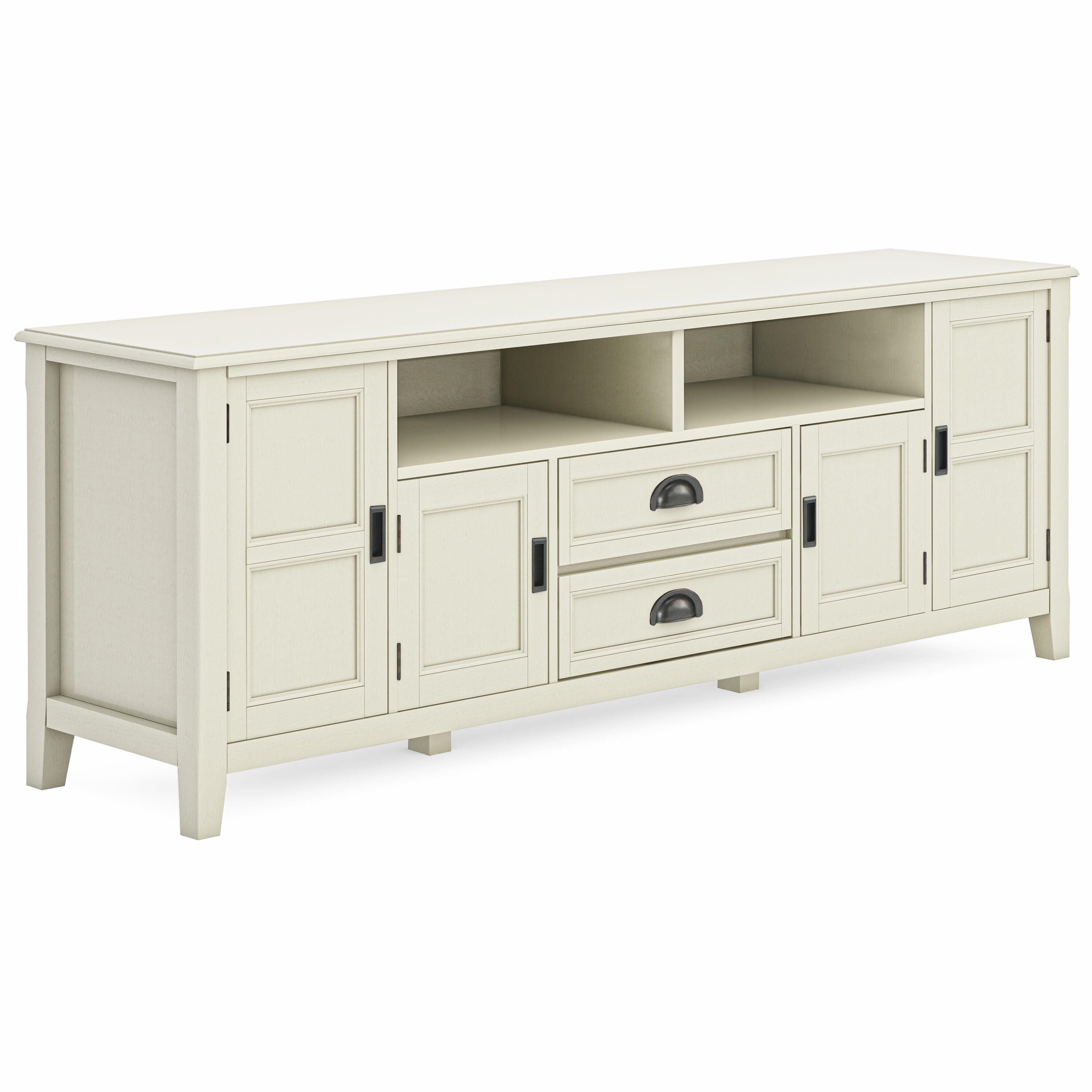 Simpli Home Burlington 72" TV Media Stand, Antique White, large