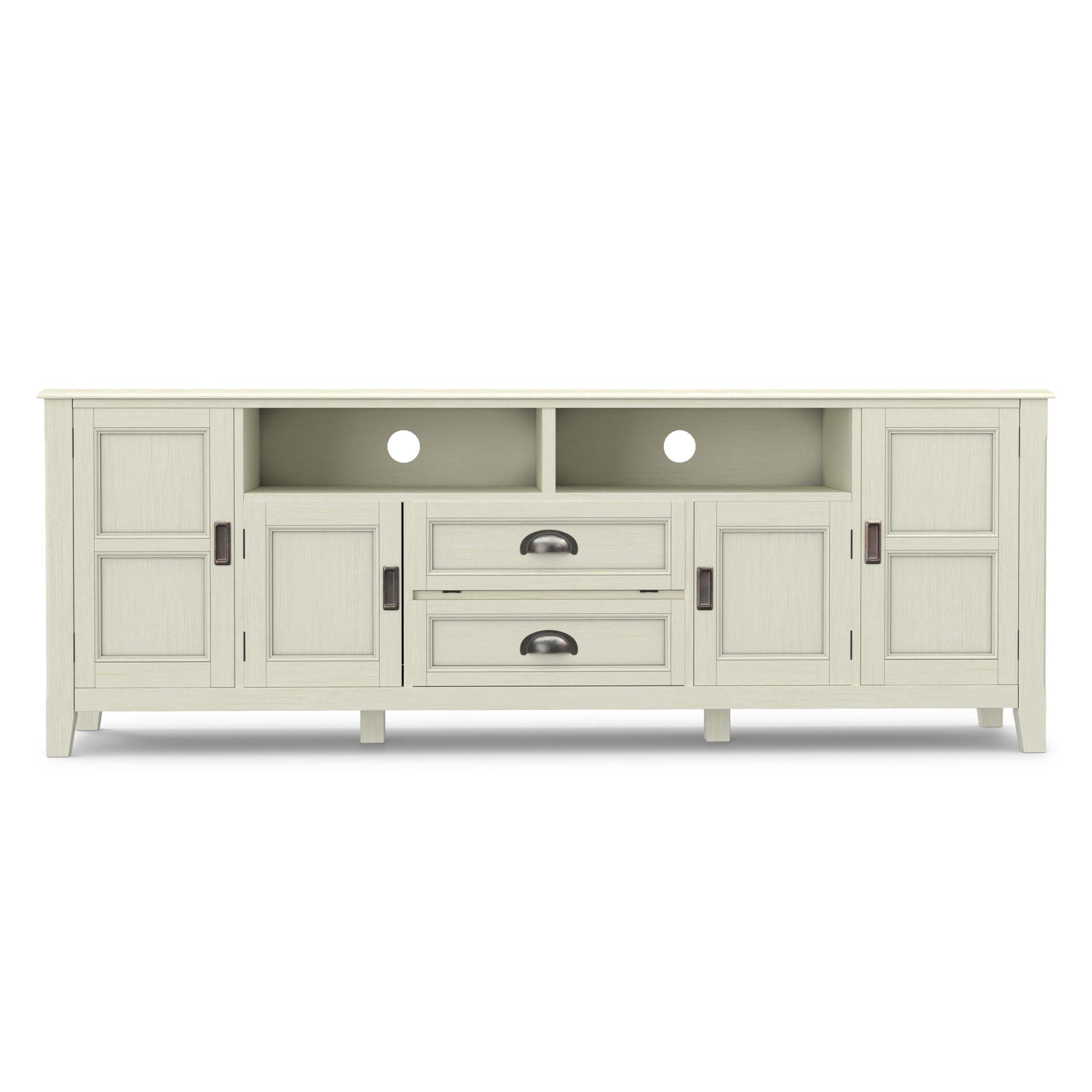 Simpli Home Burlington 72" TV Media Stand, Antique White, large