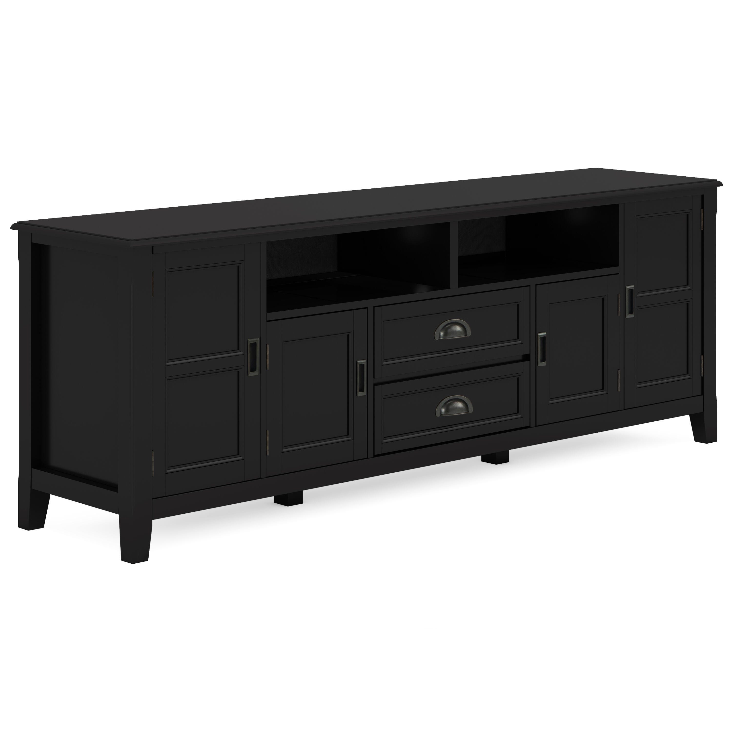 Simpli Home Burlington 72" TV Media Stand, Black, large