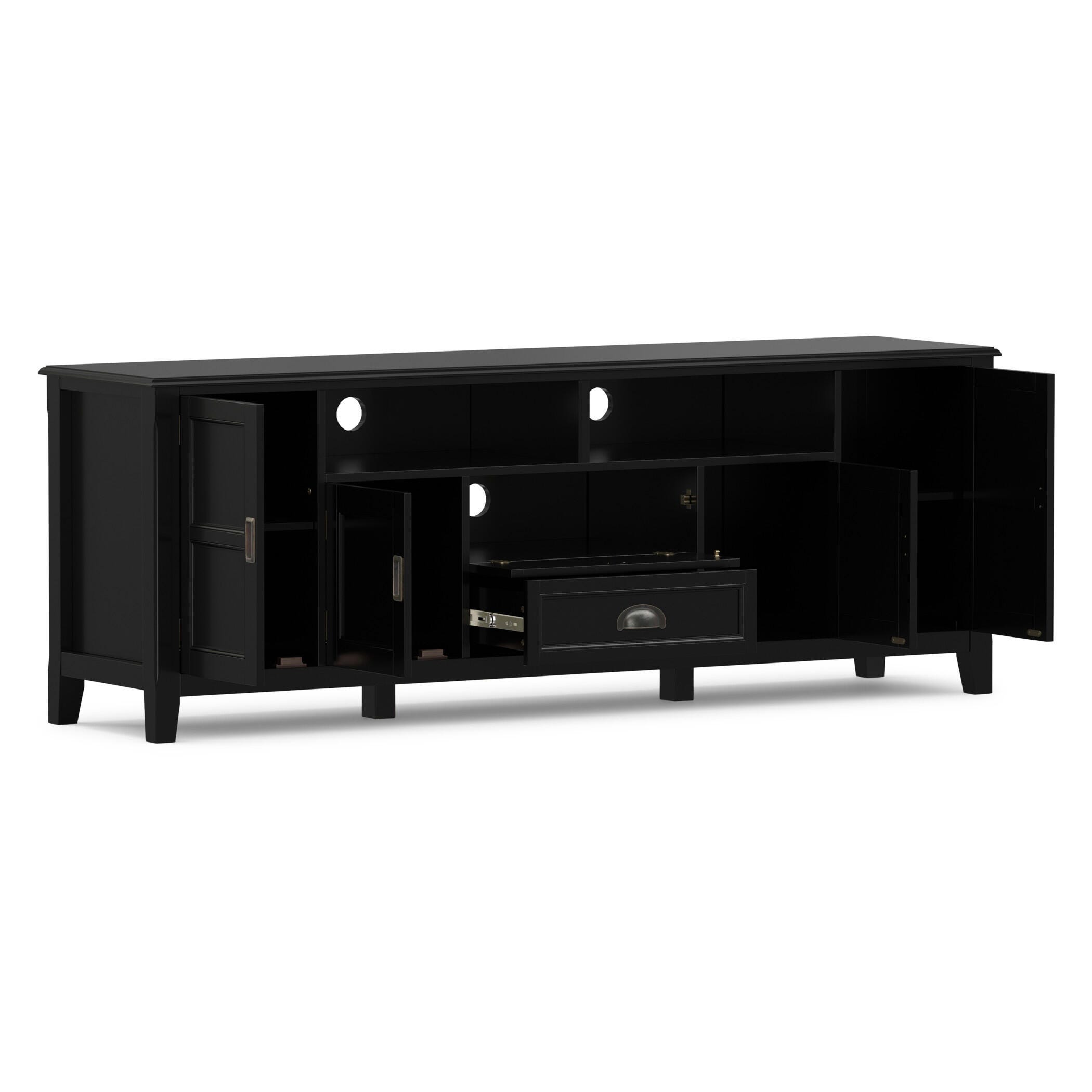 Simpli Home Burlington 72" TV Media Stand, Black, large