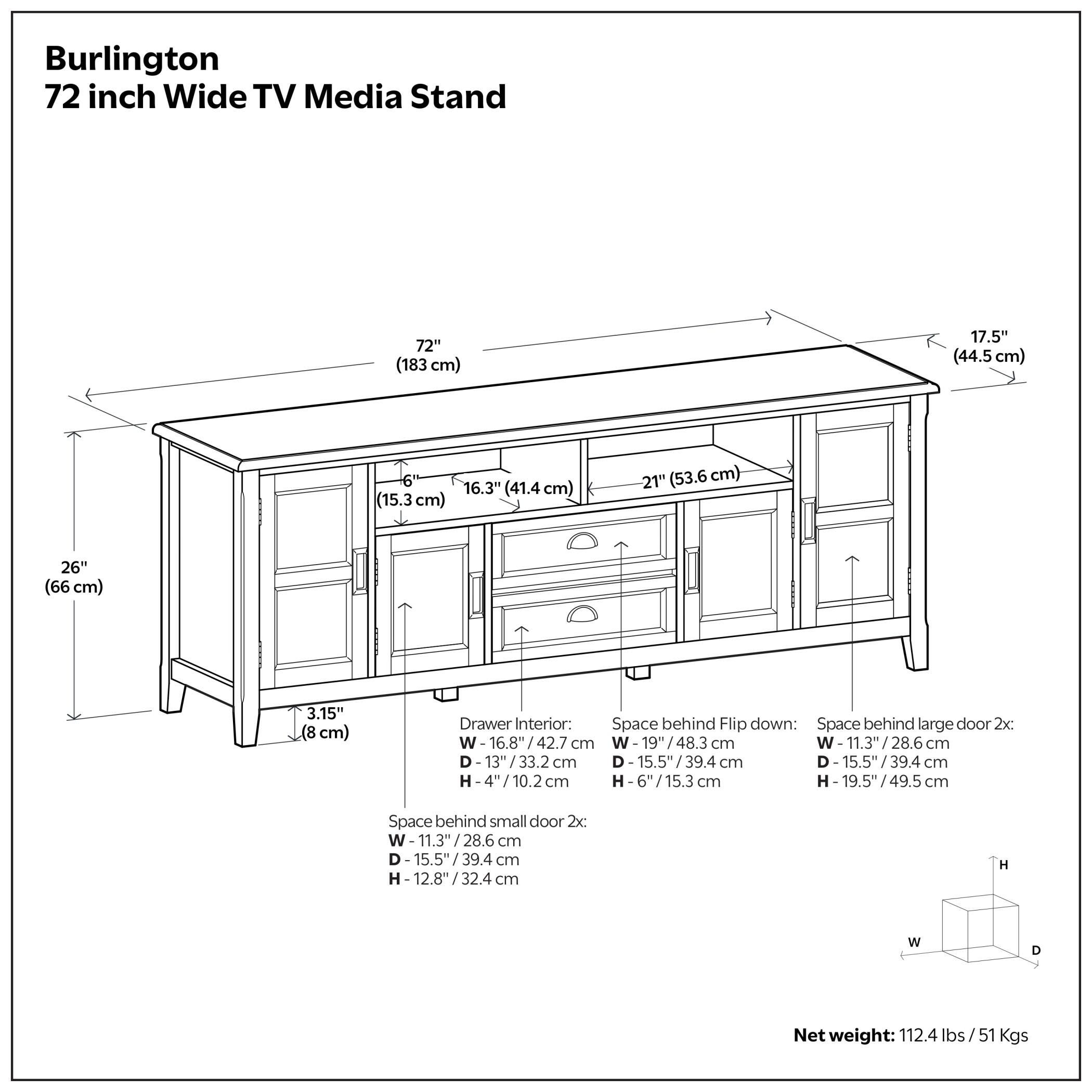 Simpli Home Burlington 72" TV Media Stand, Black, large