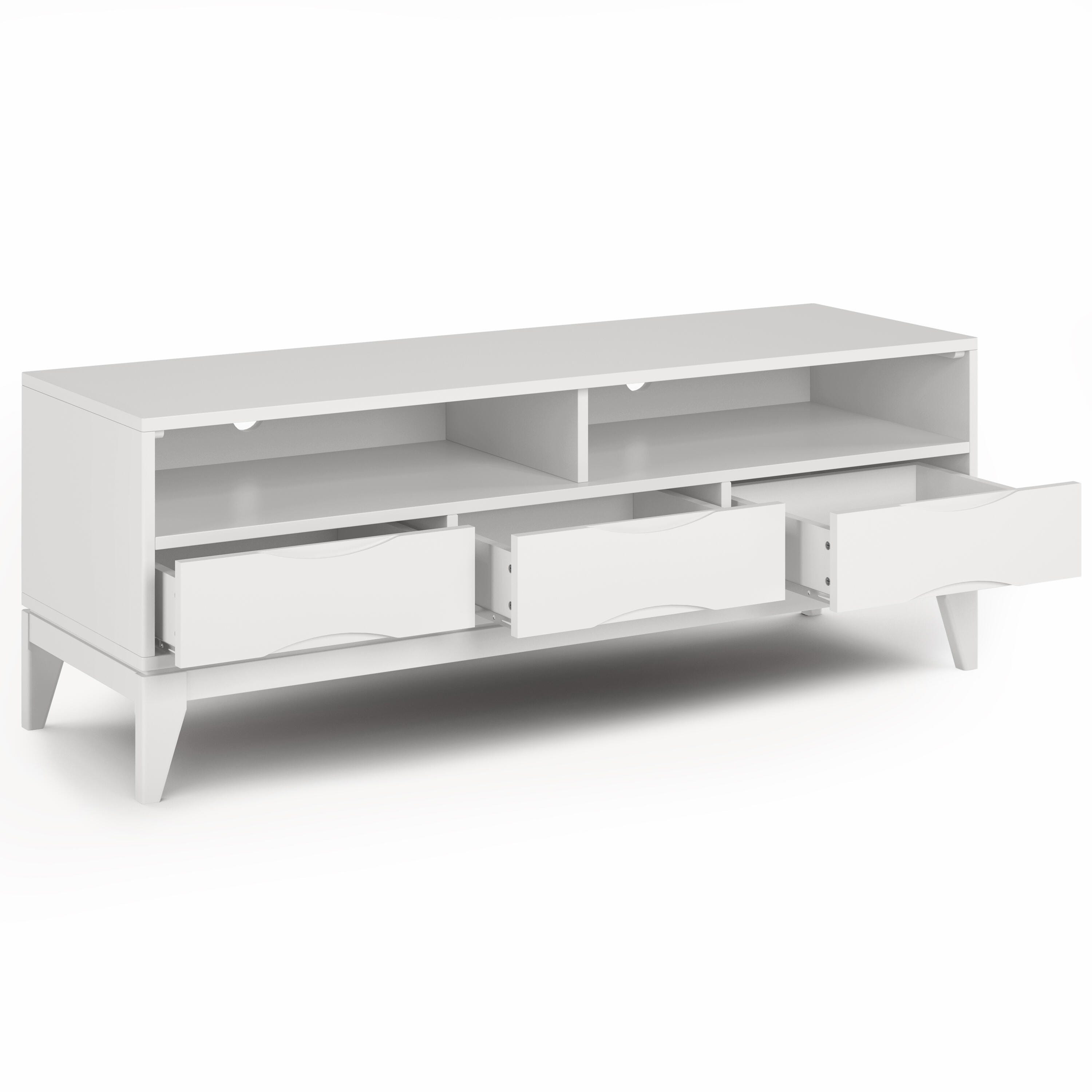 Simpli Home Harper 60" TV Media Stand, White, large
