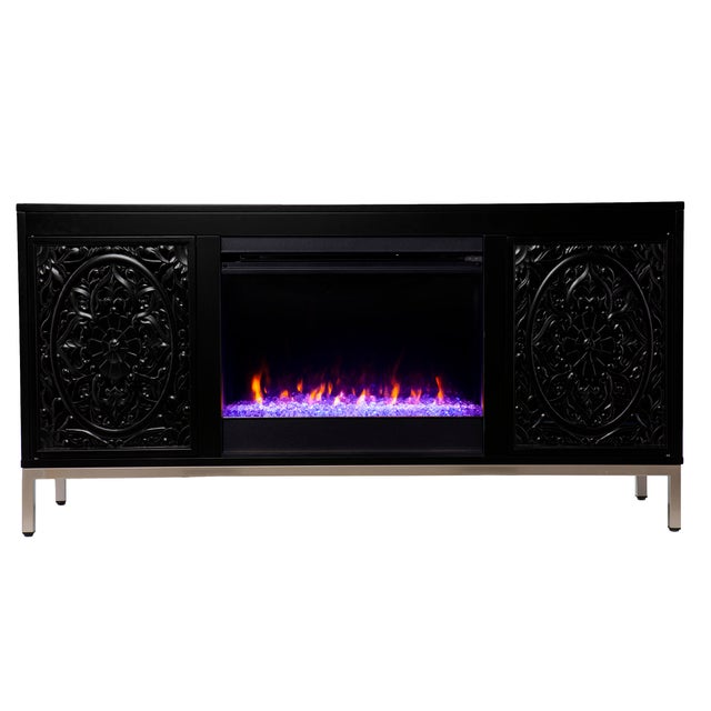 Southern Enterprises Furniture Gertandra 58" TV Stand with Color Changing Fireplace