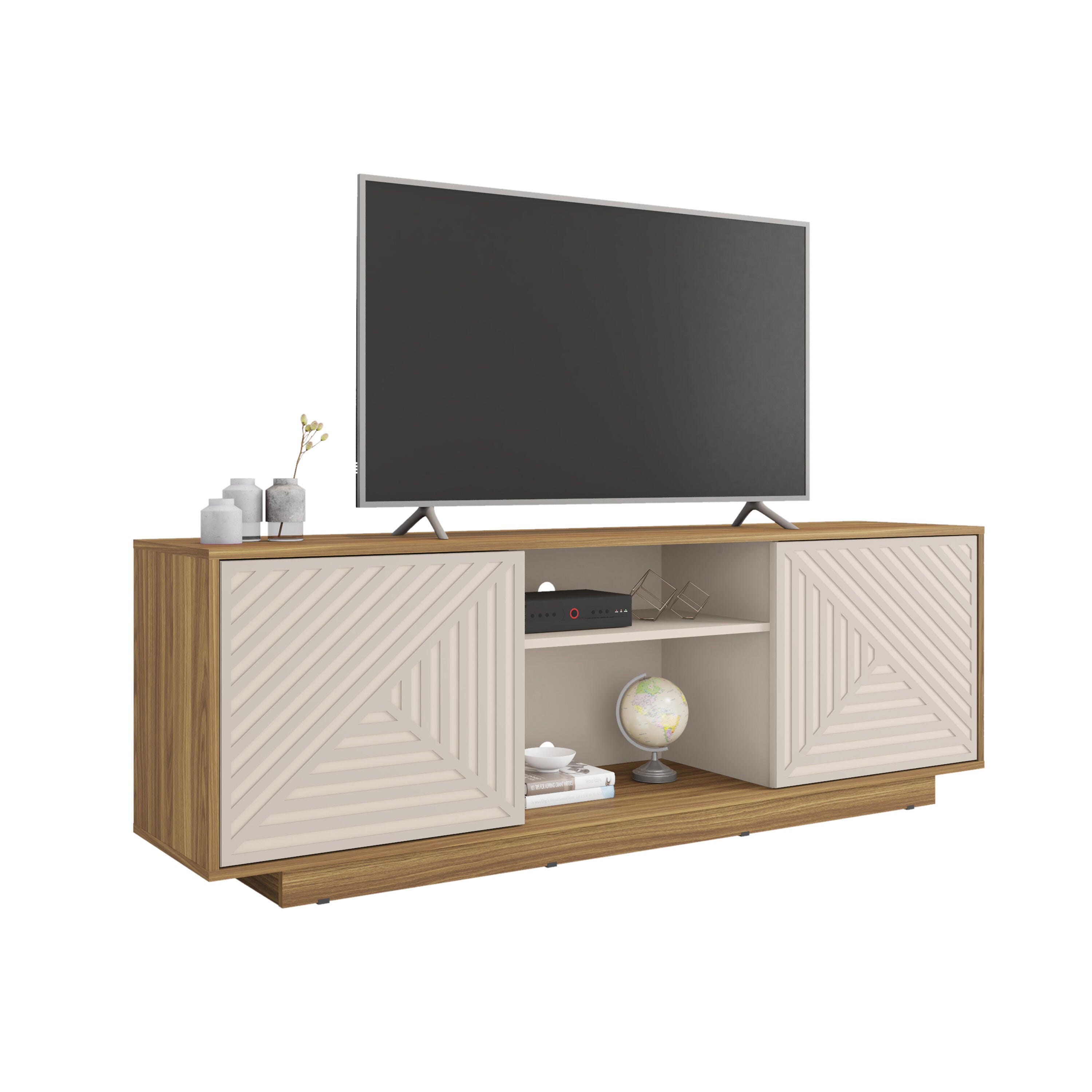 Techni Mobili 63" TV Stand with Storage, Oak, large
