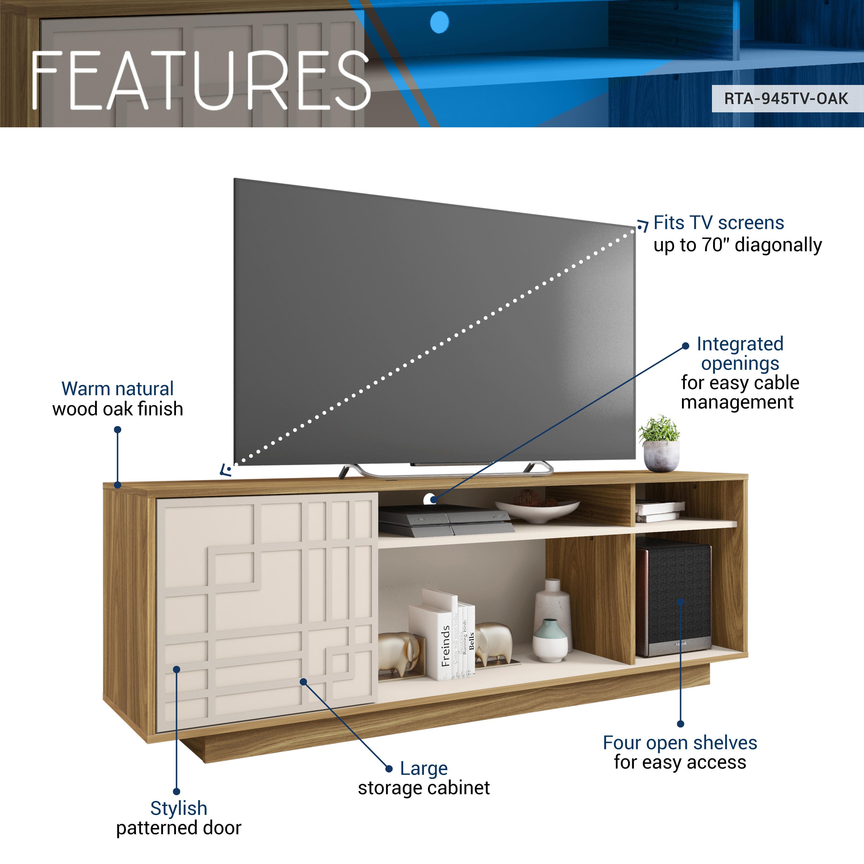 Techni Mobili 63" TV Stand, , large