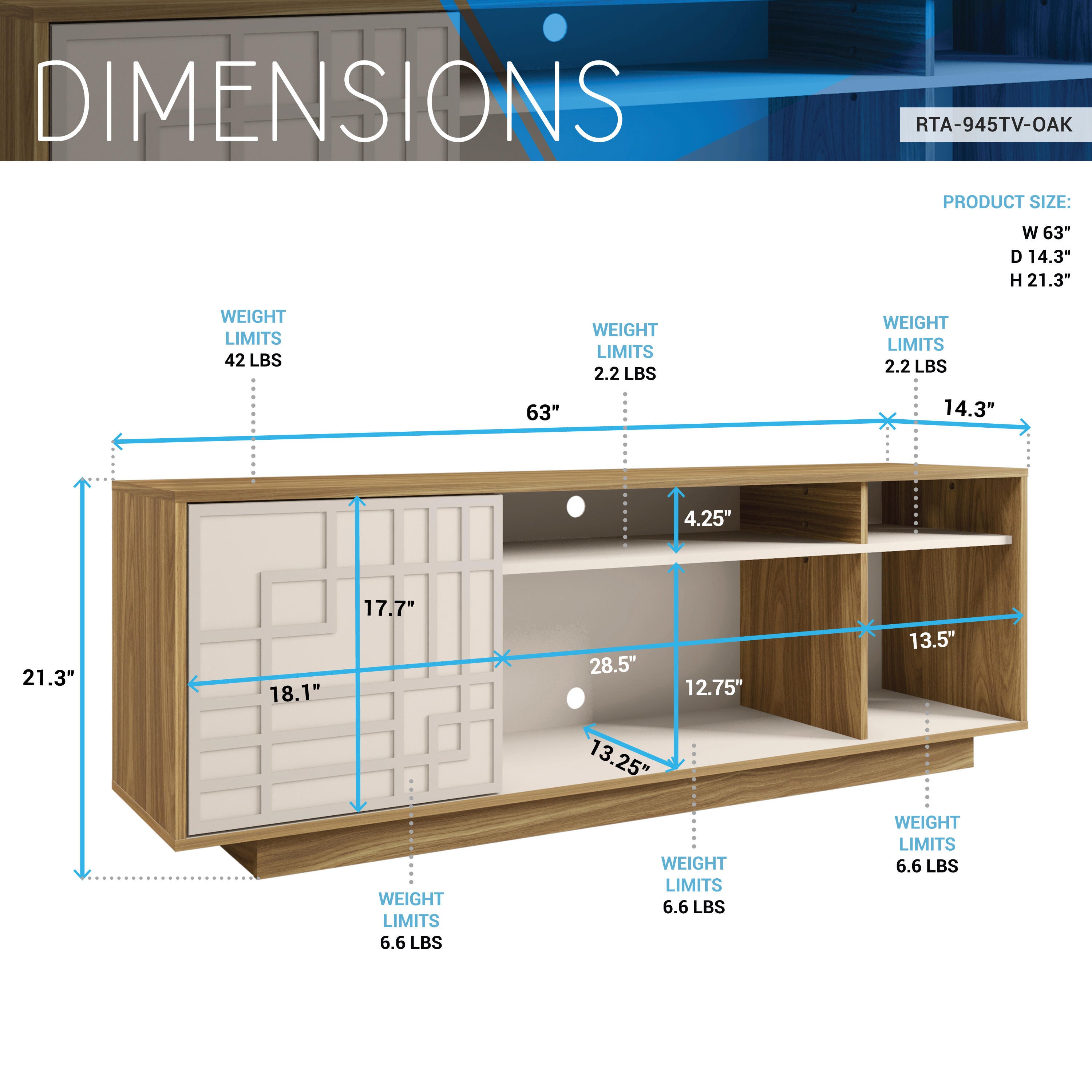 Techni Mobili 63" TV Stand, , large