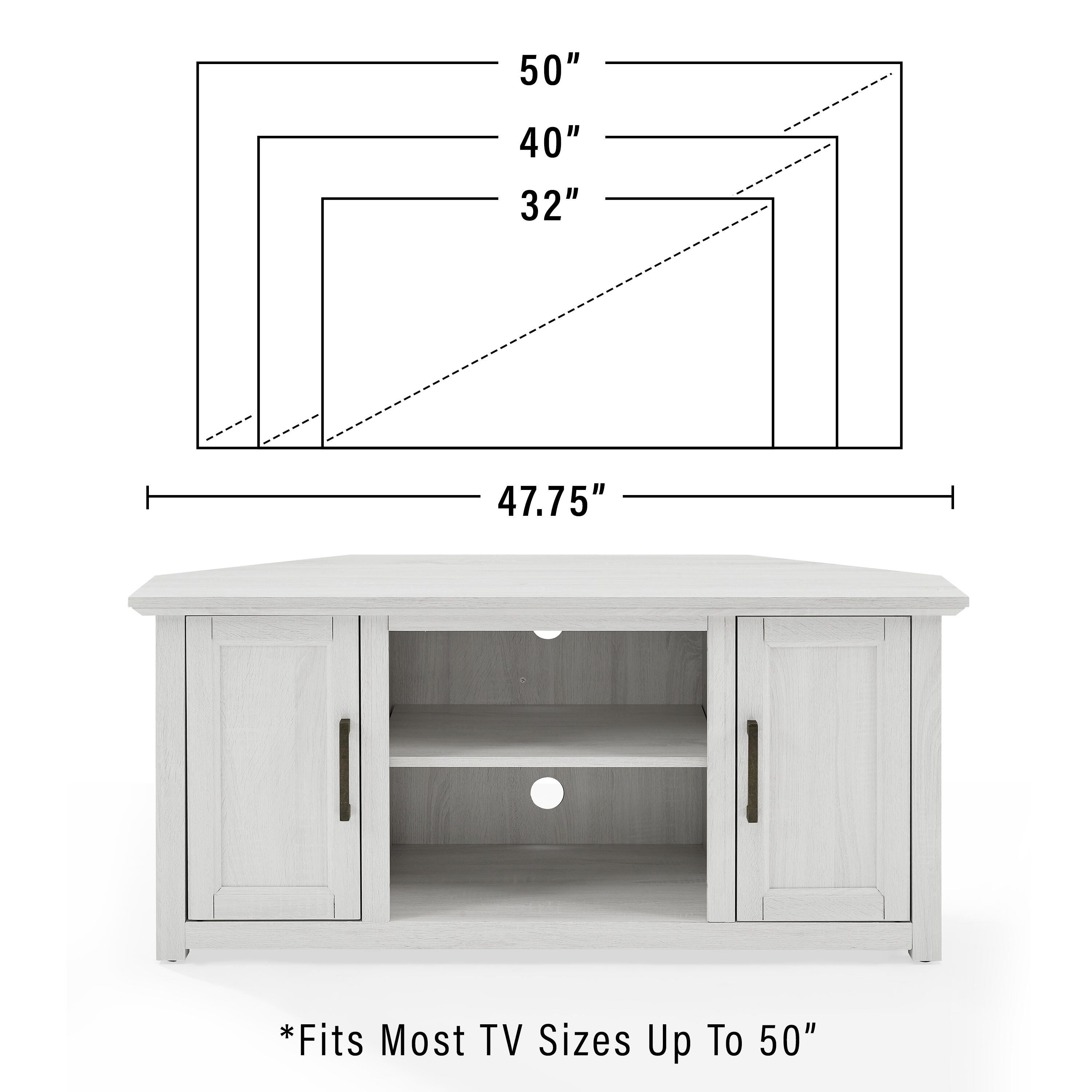 Crosley Furniture Camden Corner 47" TV Stand, Whitewash, large