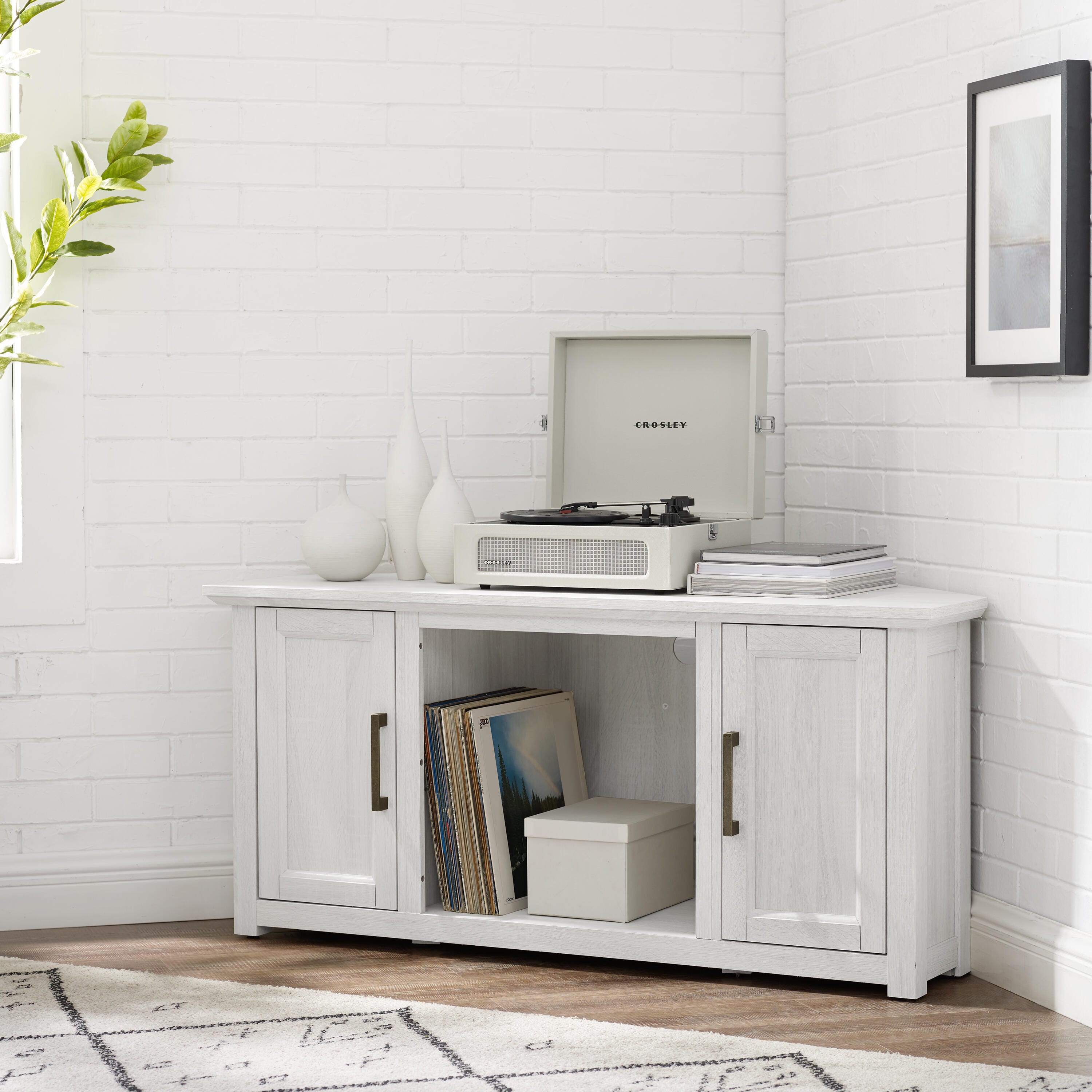 Crosley Furniture Camden Corner 47" TV Stand, Whitewash, large