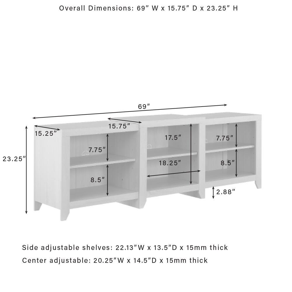 Crosley Furniture Ronin Low Profile 69" Tv Stand, Whitewash, large