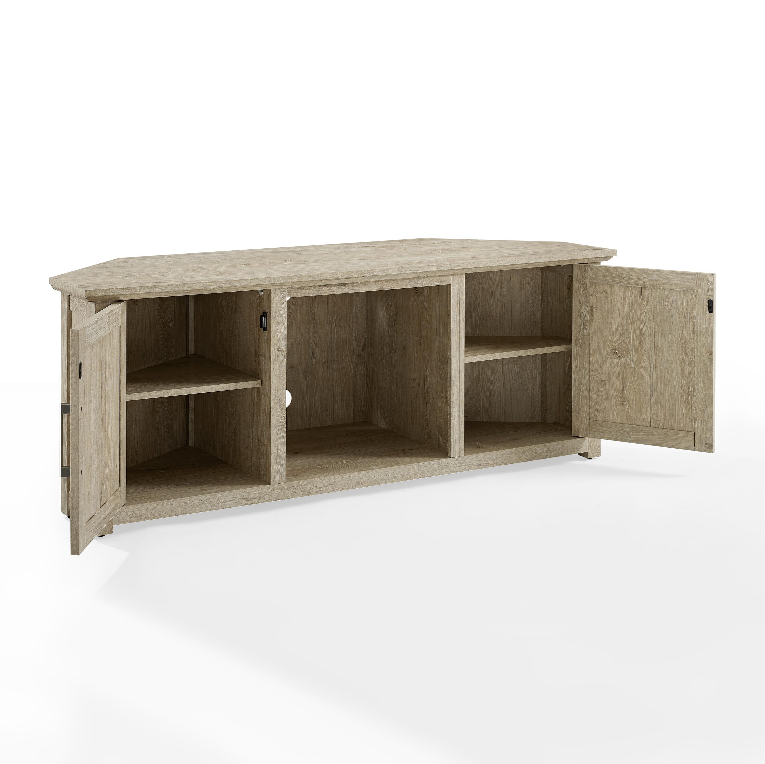 Crosley Furniture Camden Corner 58" TV Stand, Frosted Oak, large