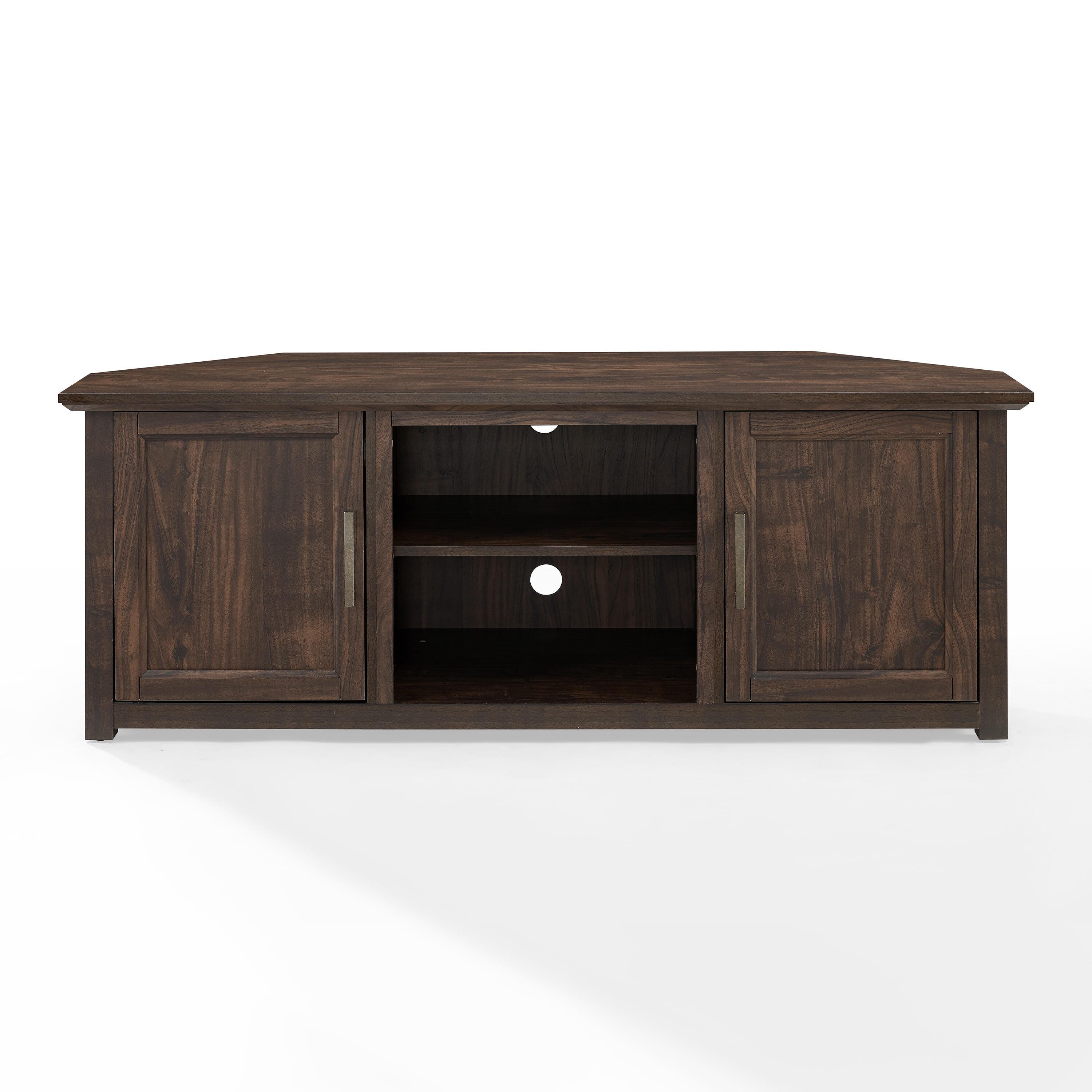 Crosley Furniture Camden Corner 58" TV Stand, Dark Walnut, large