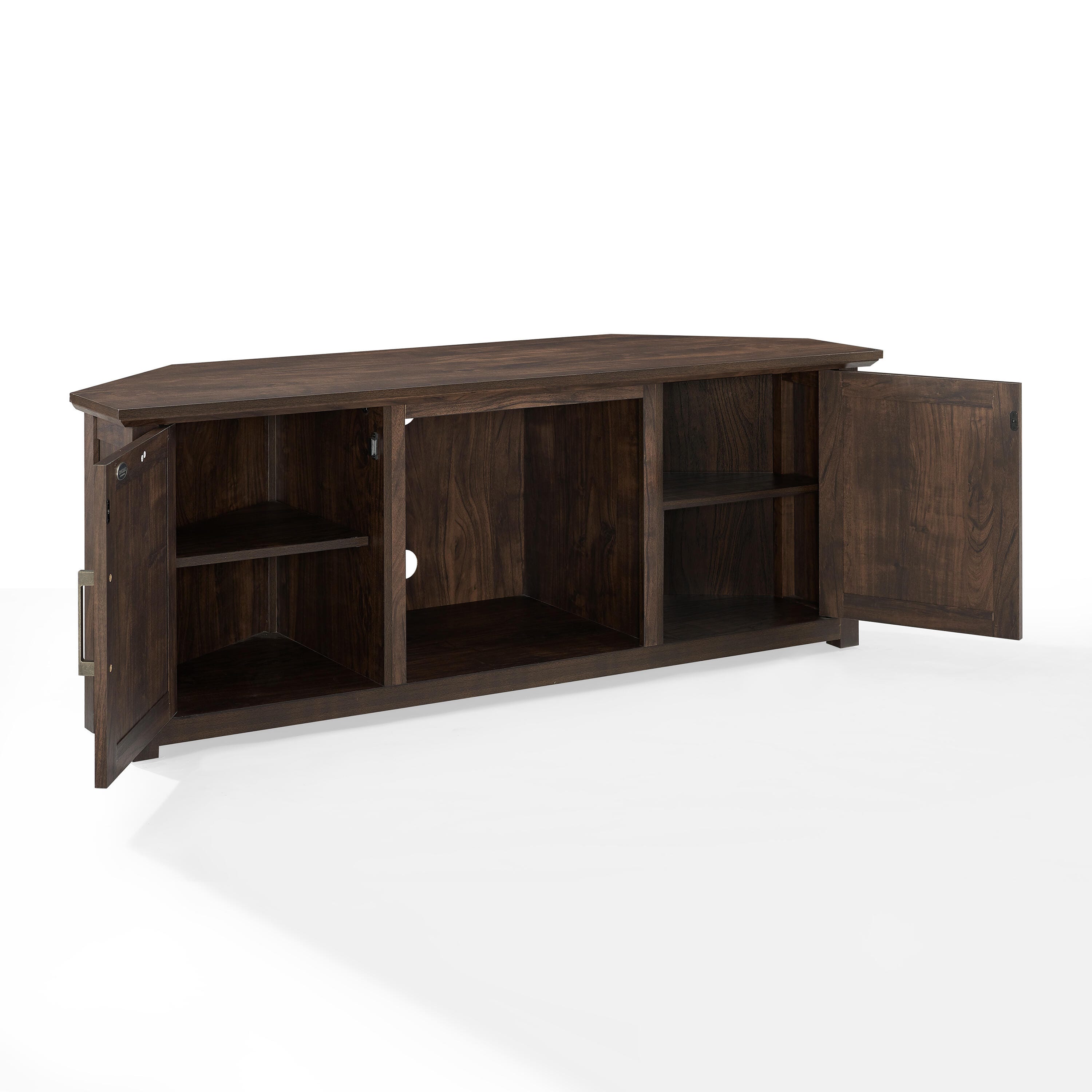 Crosley Furniture Camden Corner 58" TV Stand, Dark Walnut, large