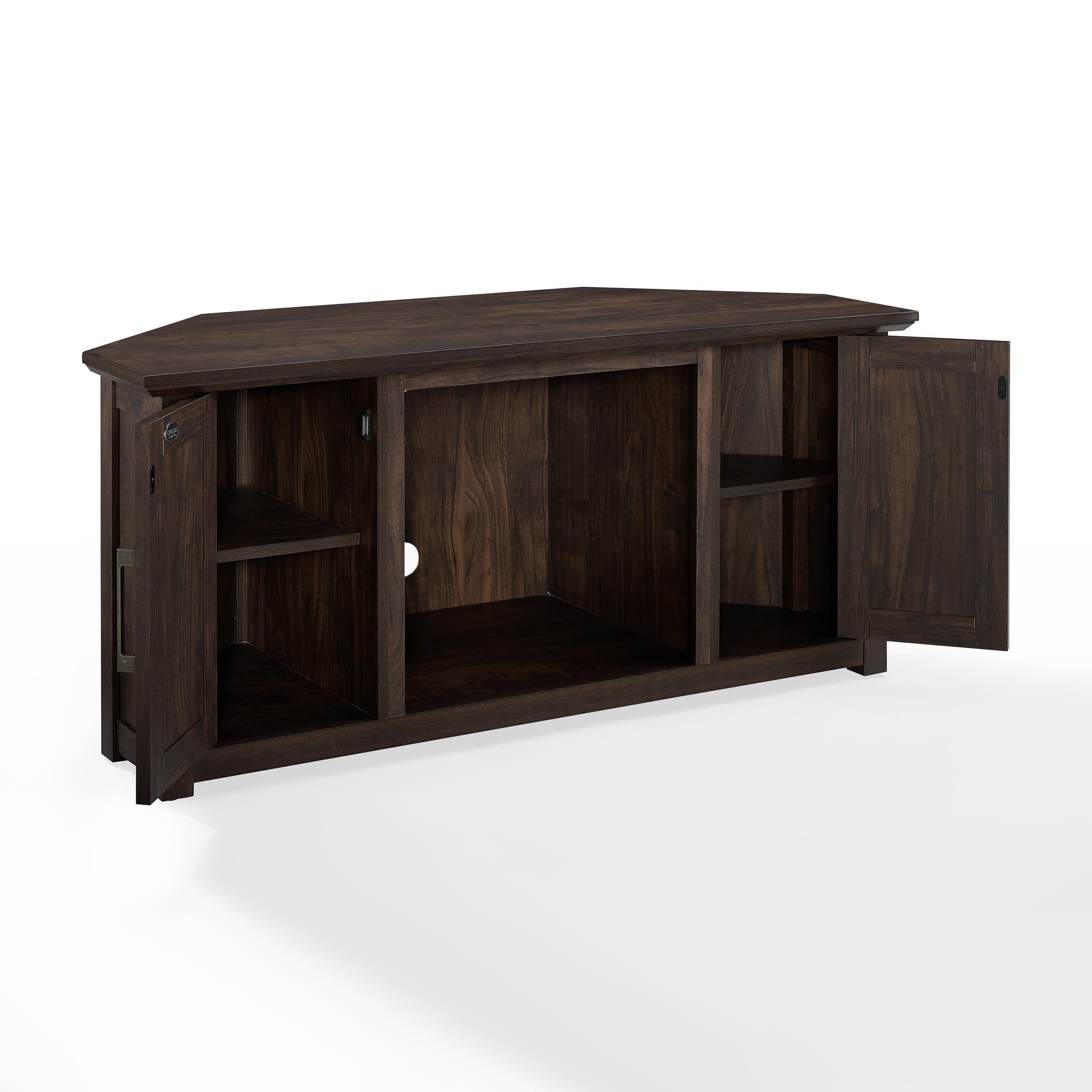 Crosley Furniture Camden Corner 47" TV Stand, Dark Walnut, large