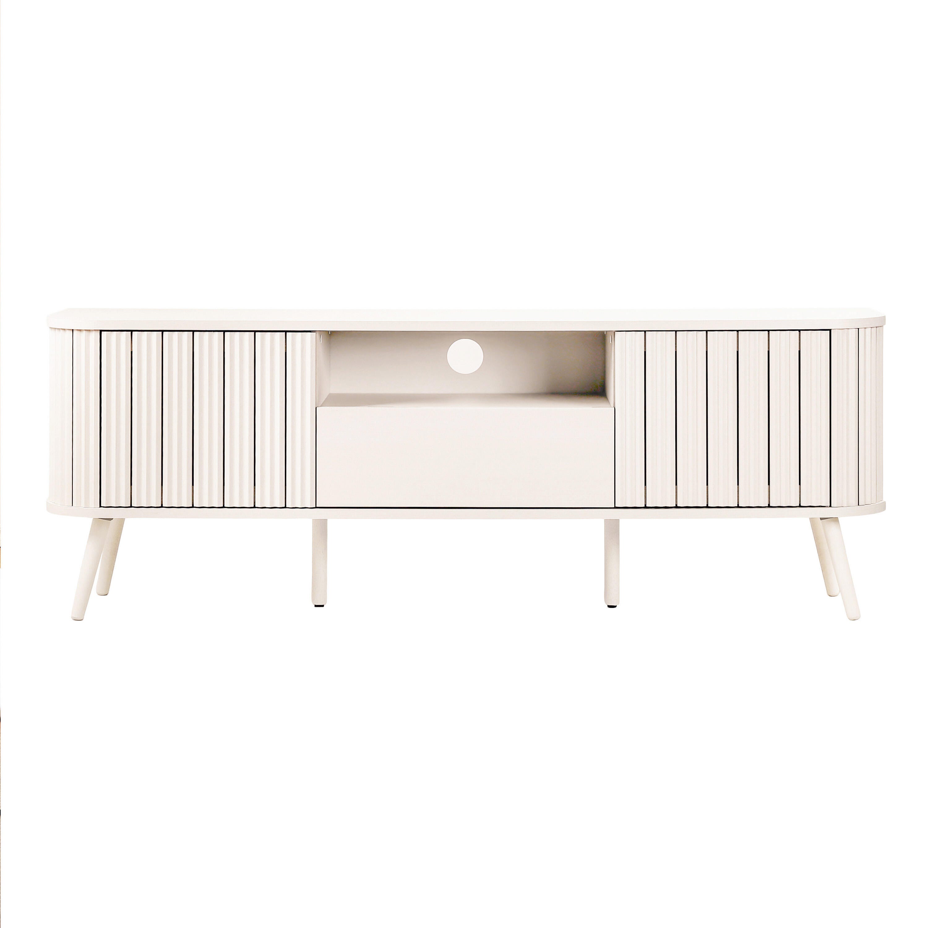JONATHAN Y Damien 70" TV Stand with Drawer and Storage, Off White, large